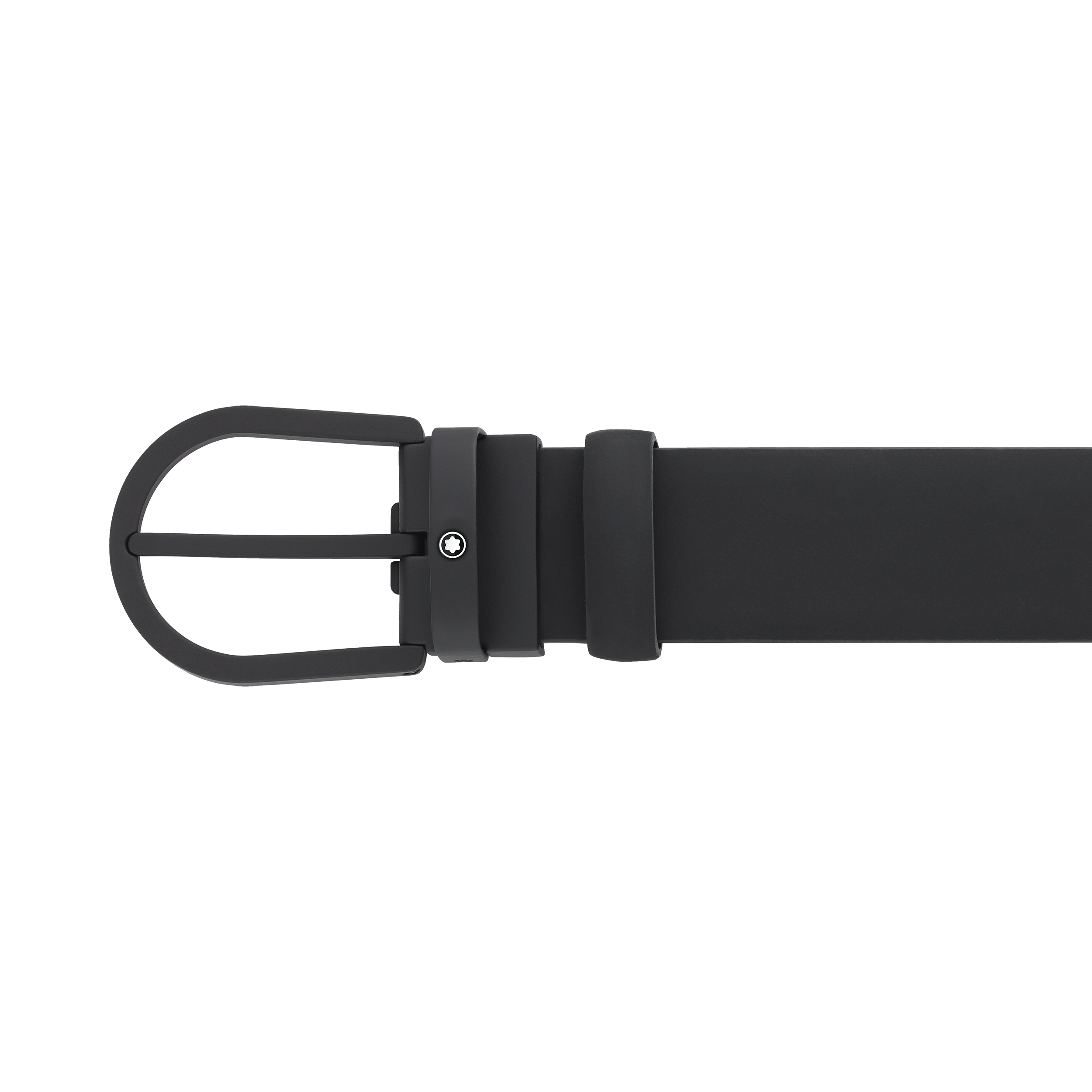 Horseshoe buckle black 35 mm leather belt, image 3