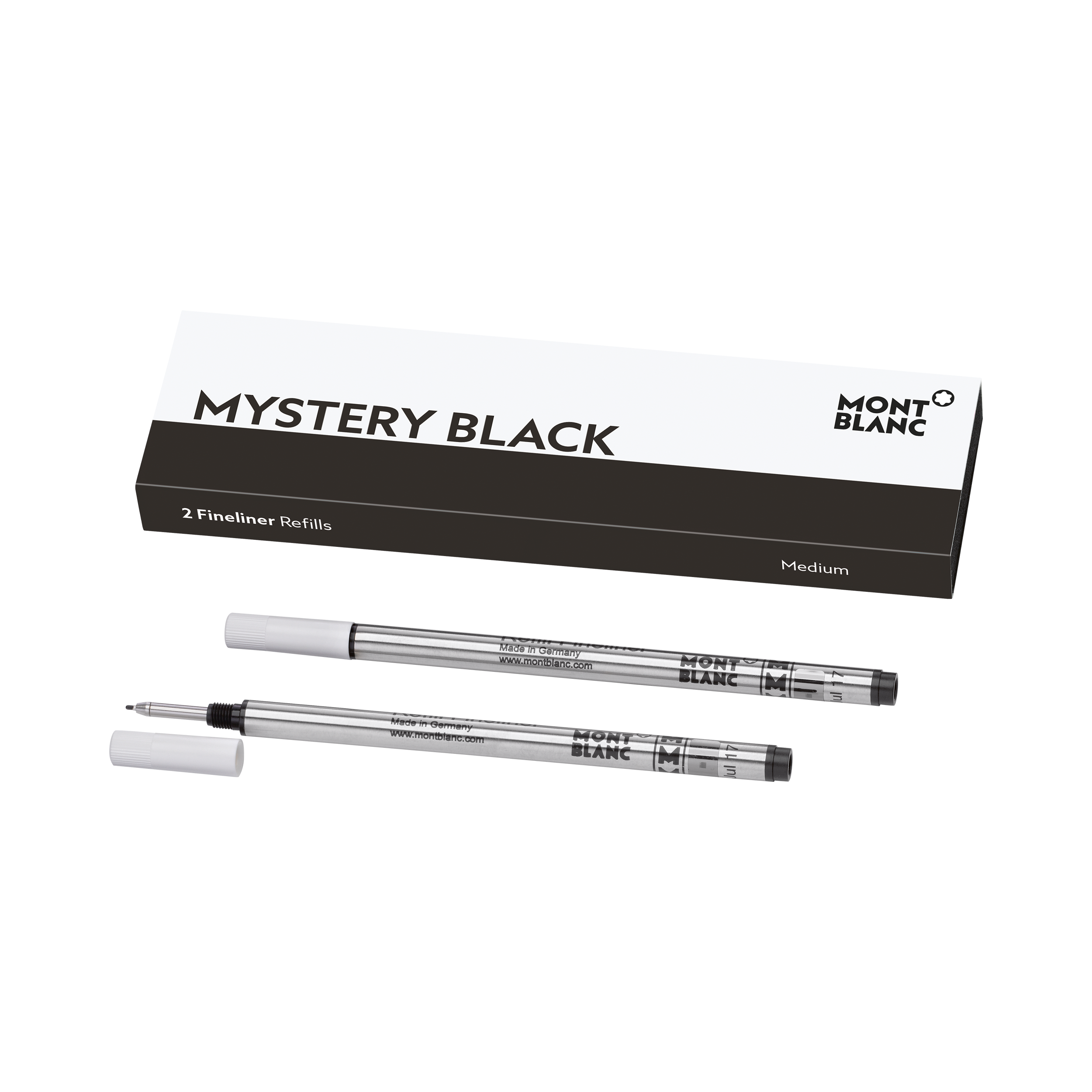 2 Fineliner Refills Medium, Mystery Black
