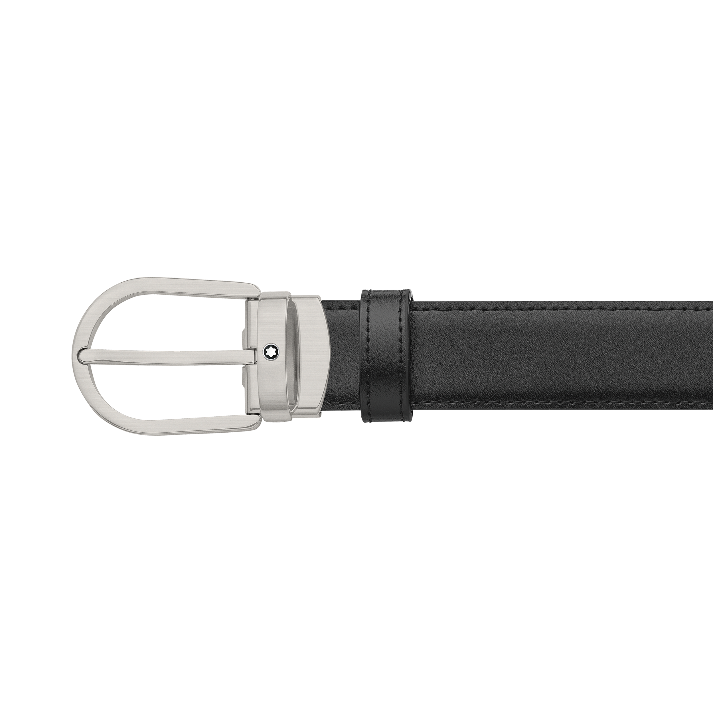 Horseshoe buckle black/blue 32 mm reversible leather belt, image 2