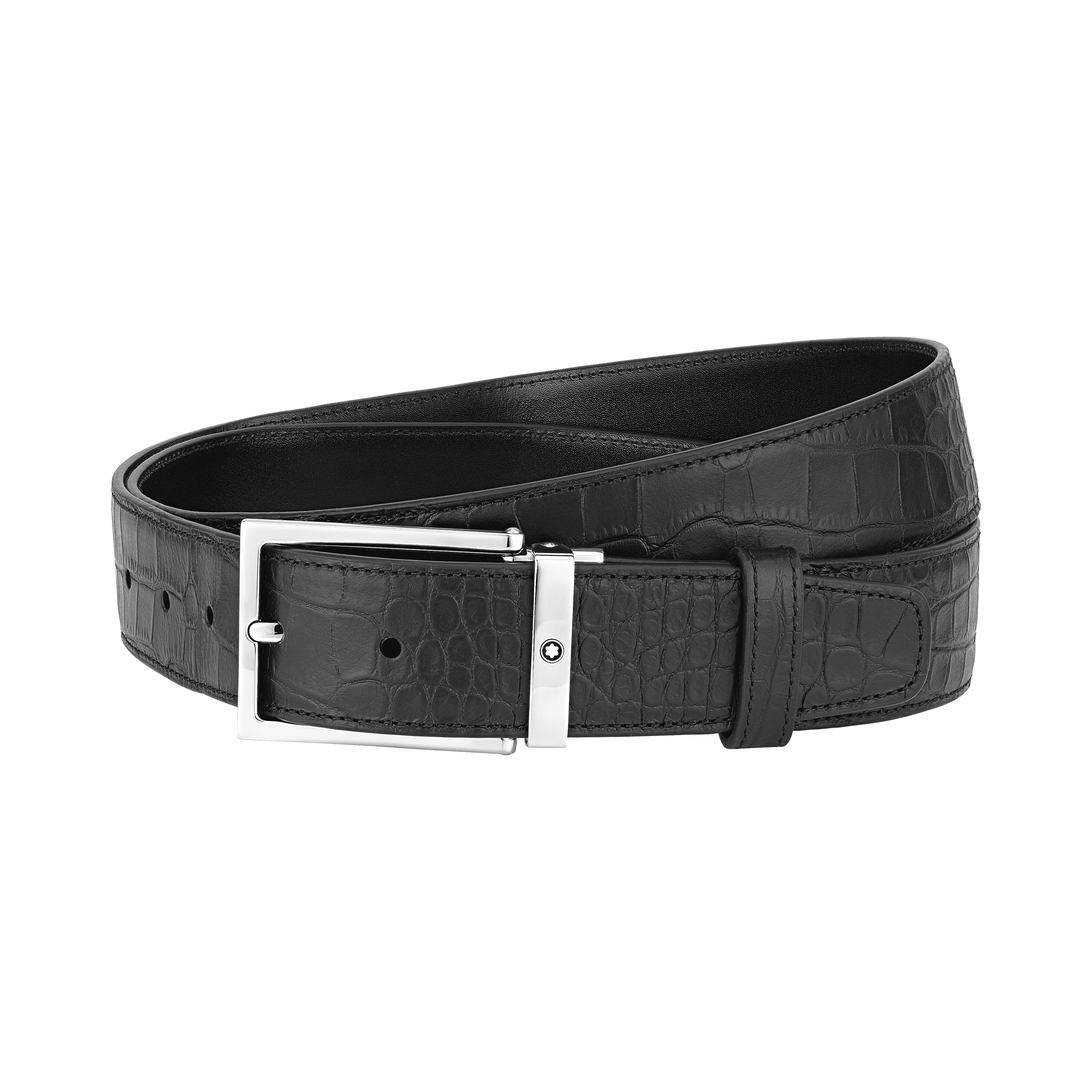 Black 35 mm leather belt, image 1