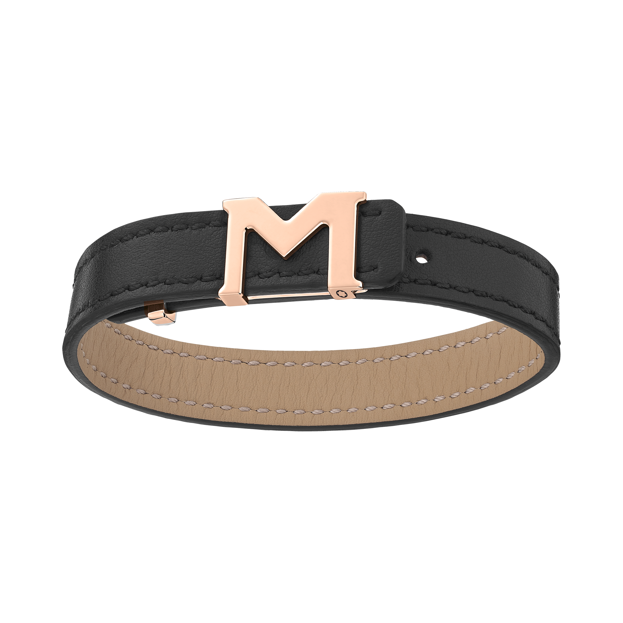 Montblanc M Logo Bracelet with Black Band and Rose Gold-Coated Closure, image 1