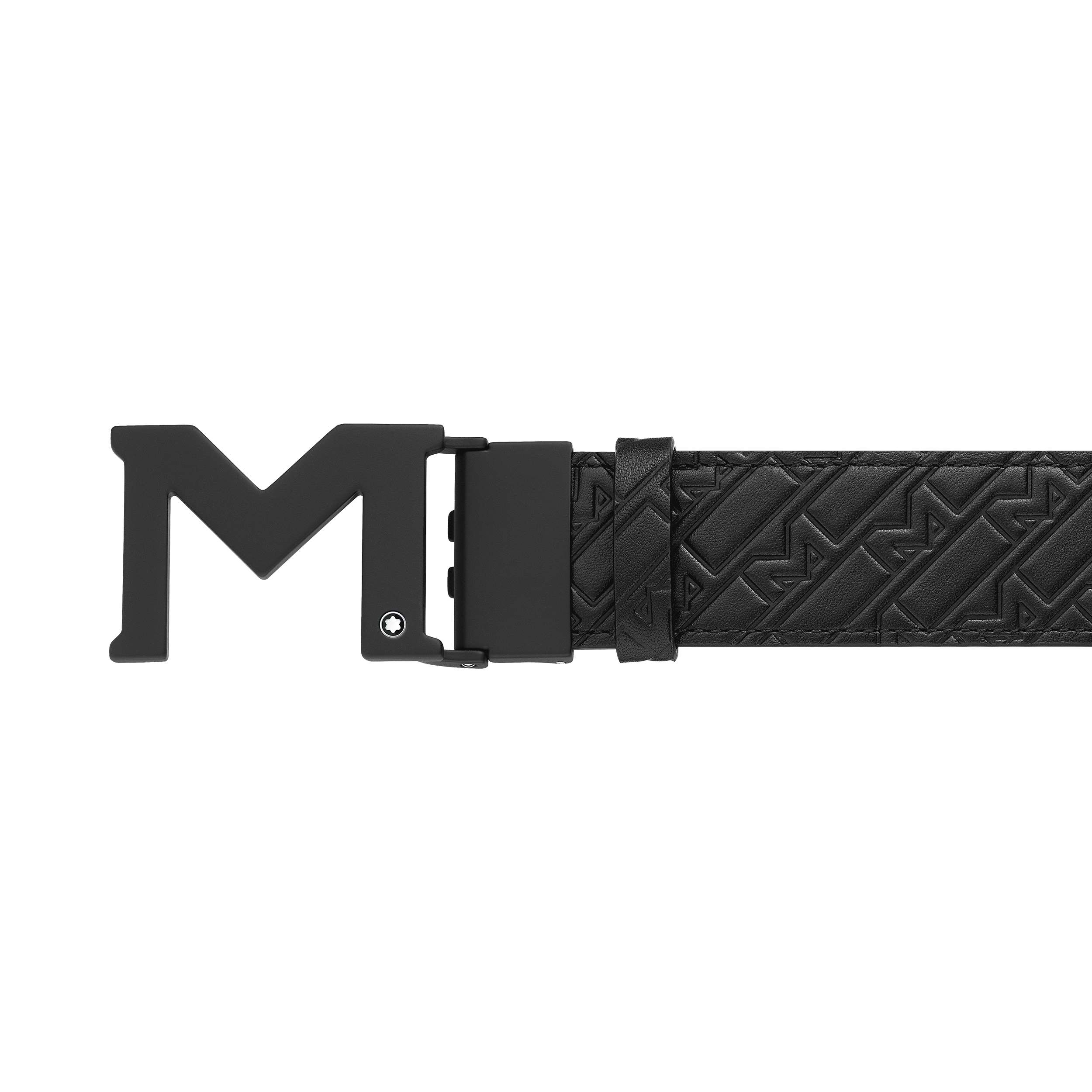 M buckle embossed black/plain black 35 mm reversible leather belt, image 1