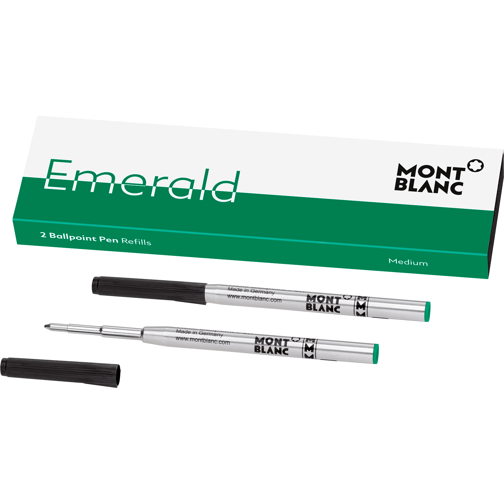 2 ballpoint Pen Refills (M) Emerald Green