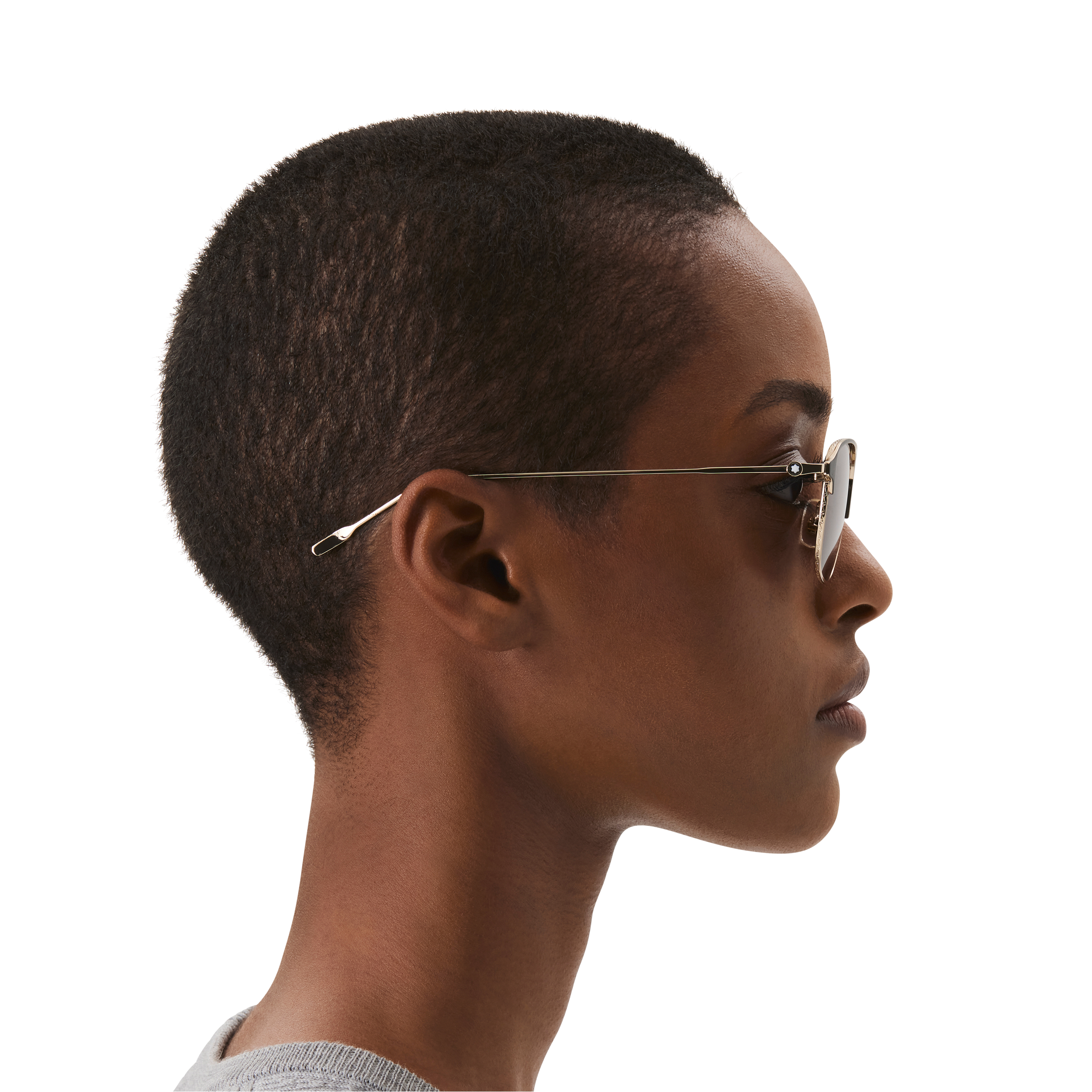 Rectangular Sunglasses with Black-Colored and Gold-Colored Metal Frame, image 1
