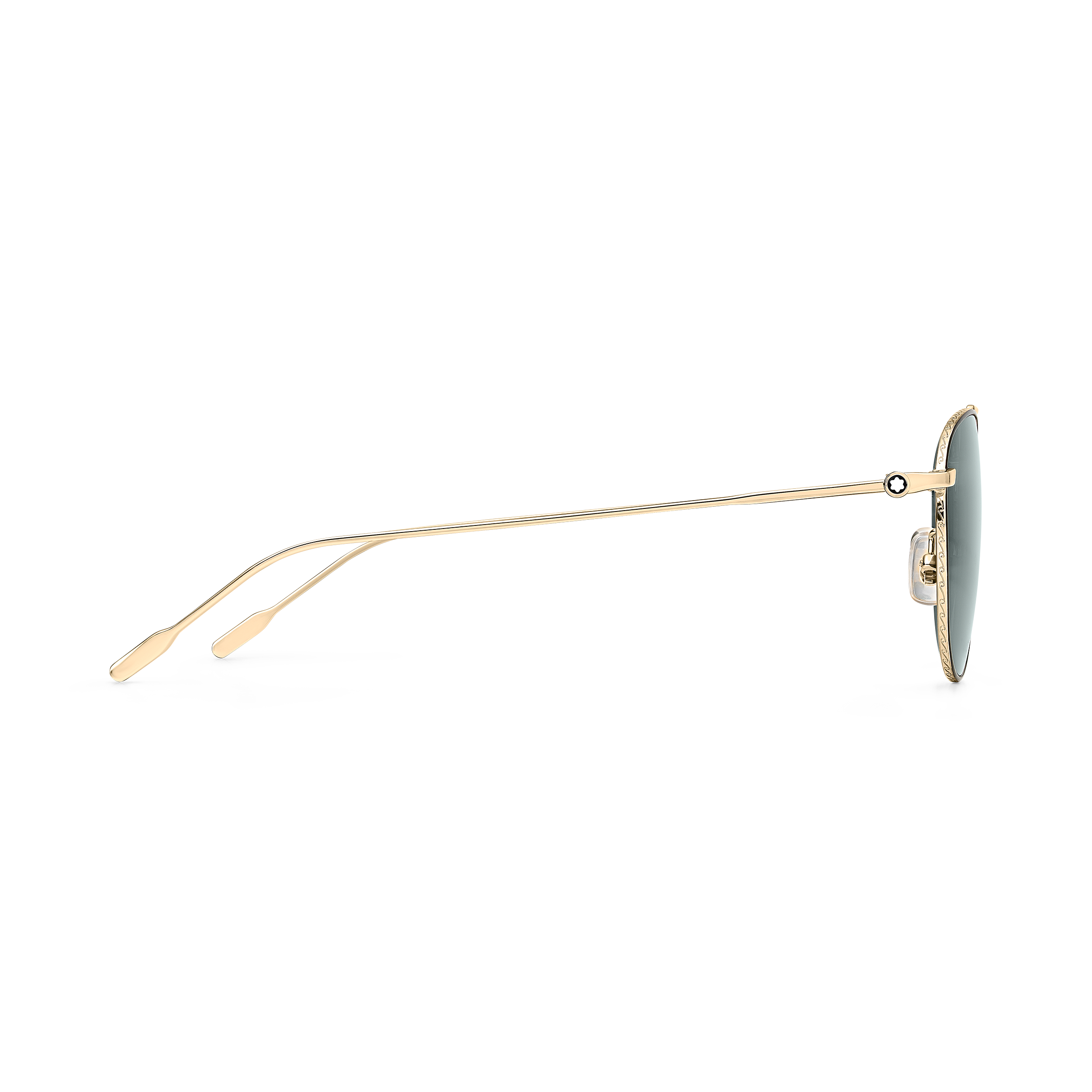 Round Sunglasses with Gold-Colored Metal Frame and Green Lenses, image 2