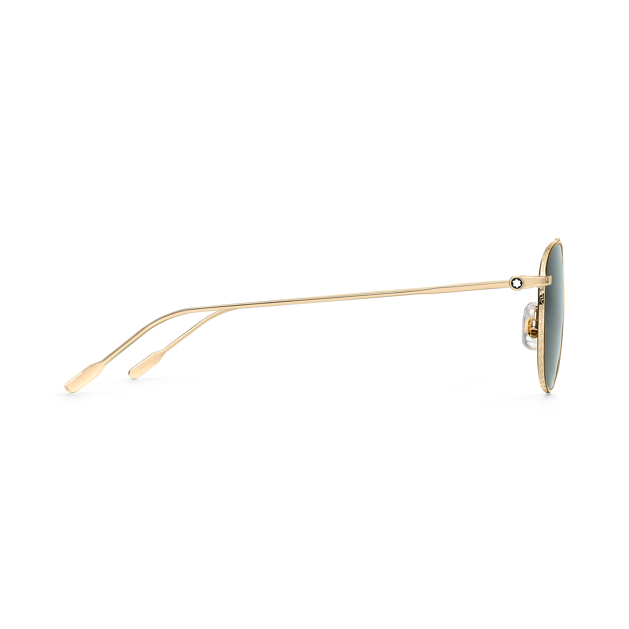 Round Sunglasses with Gold-Colored Metal Frame and Green Lenses, image 2