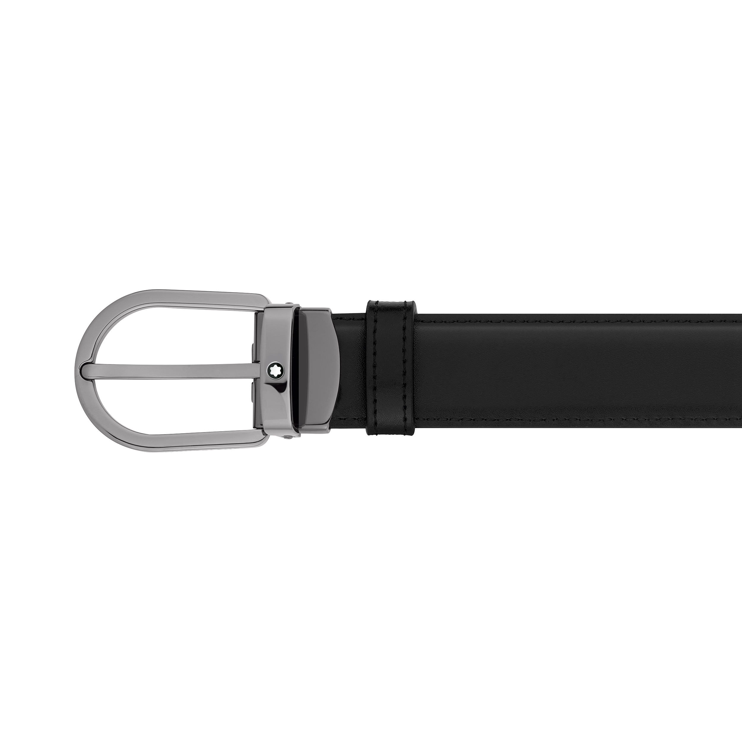 Horseshoe buckle black/deep forest green 30 mm reversible leather belt, image 2