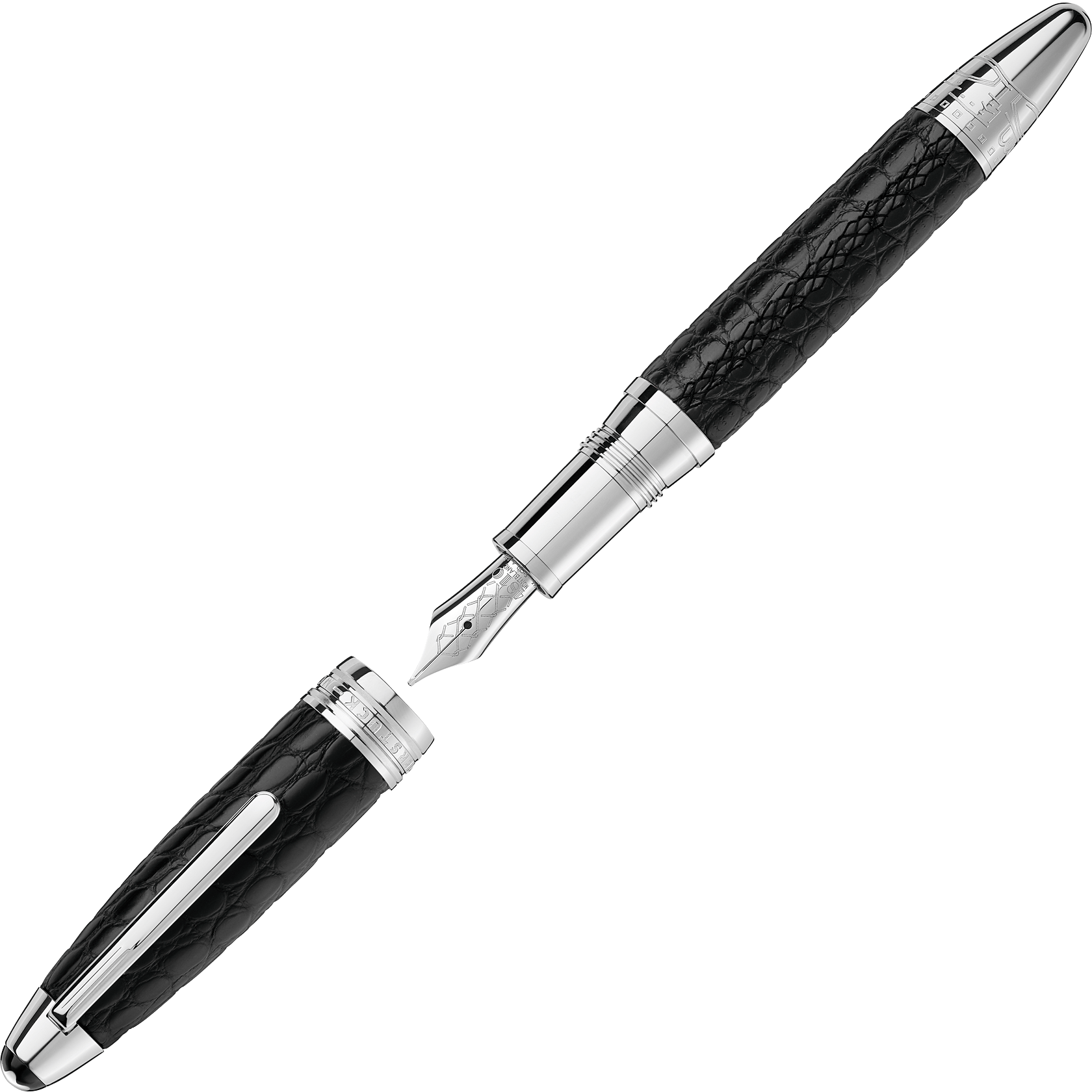Great Masters Exotic Leather Black Alligator Fountain Pen, image 1