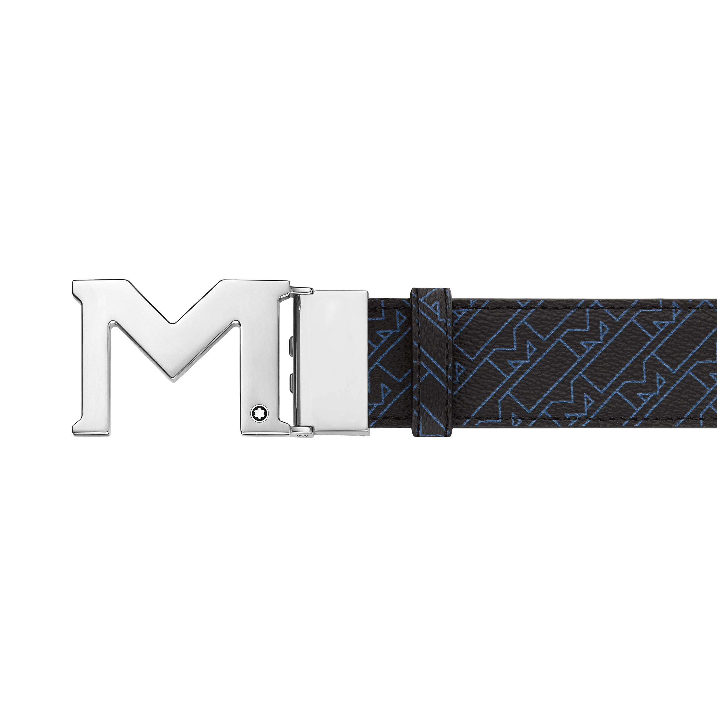 M buckle blue 35 mm reversible PVC belt, image 2