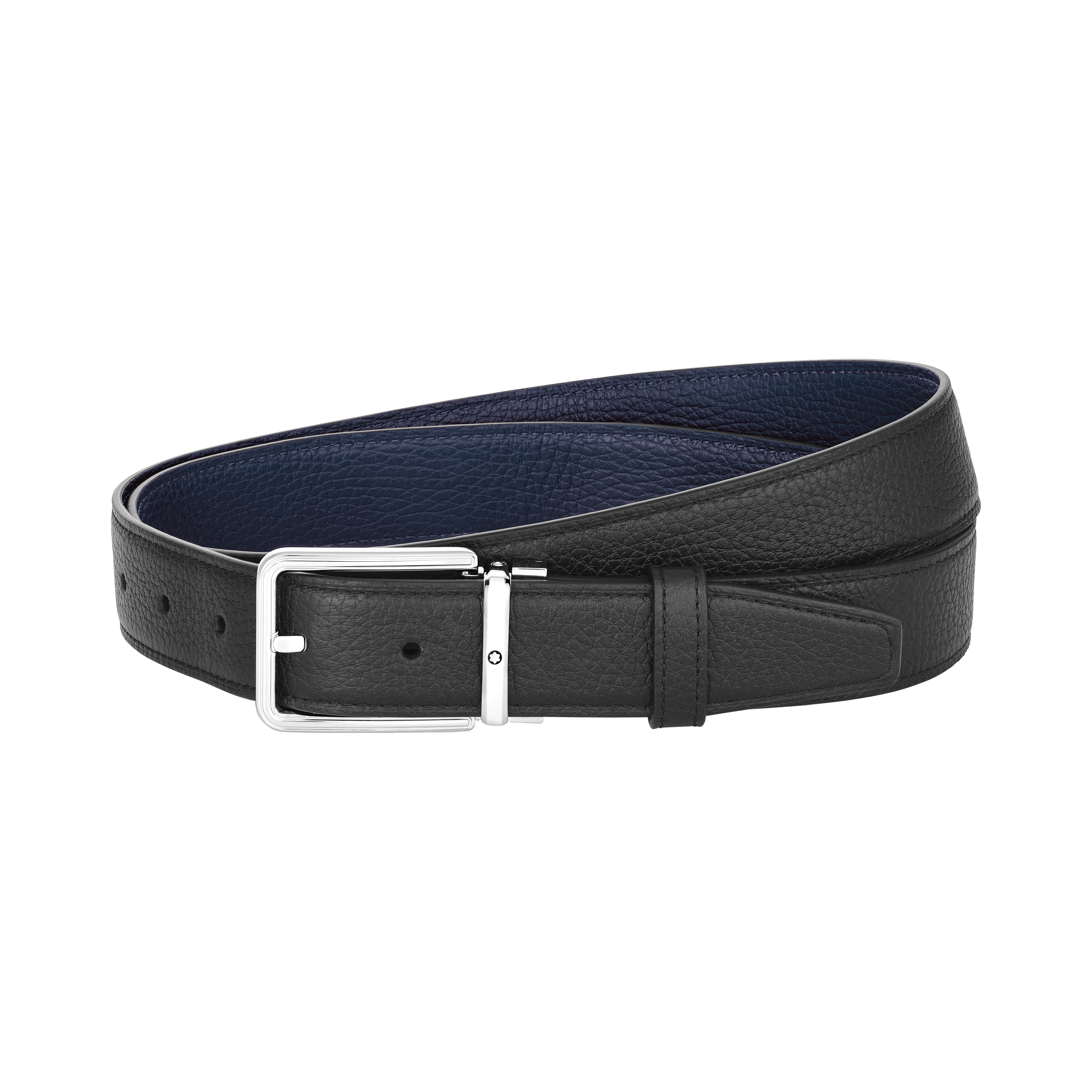 Black/blue 32 mm reversible leather belt, image 3