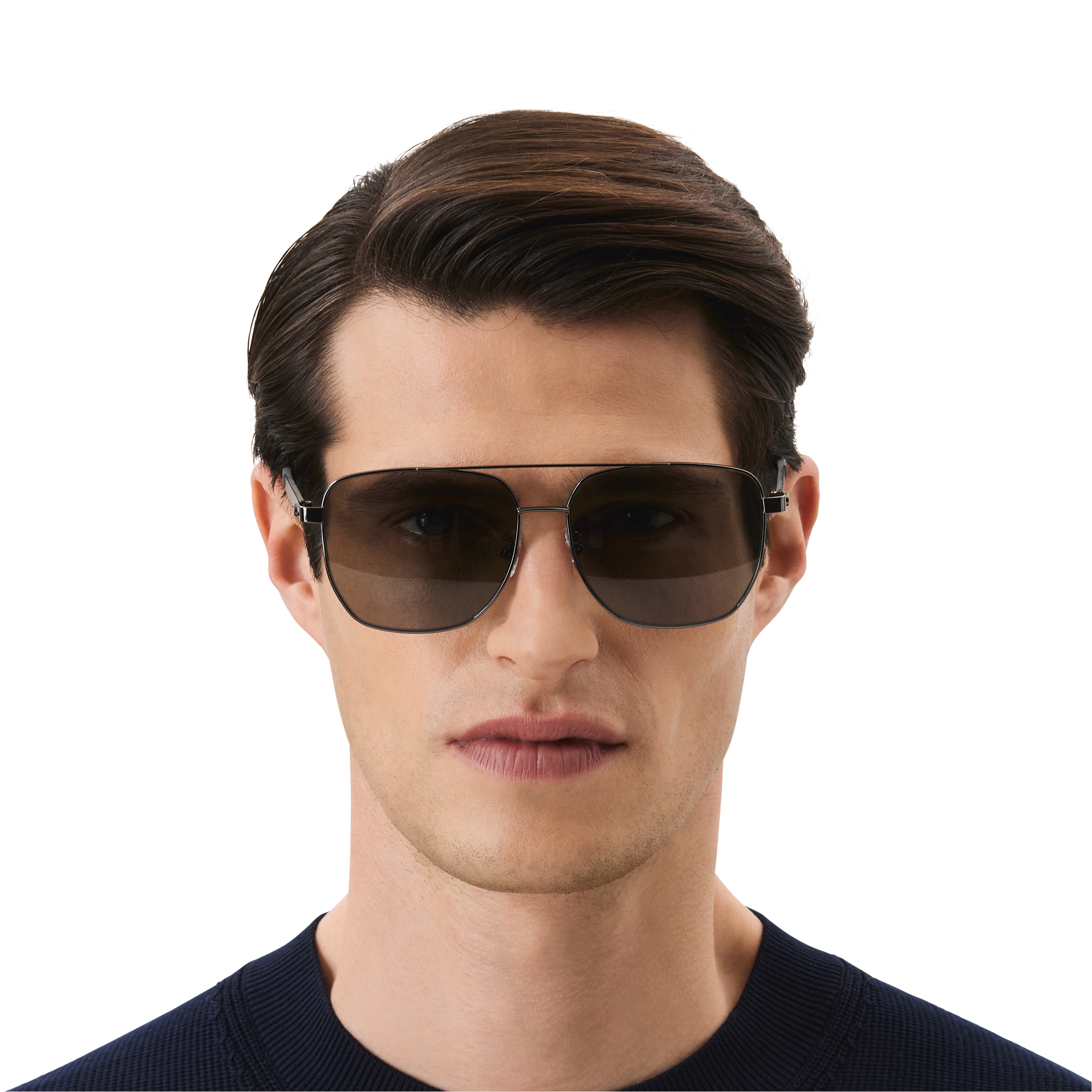 Rectangular Sunglasses with Grey-Colored Metal Frame, image 3