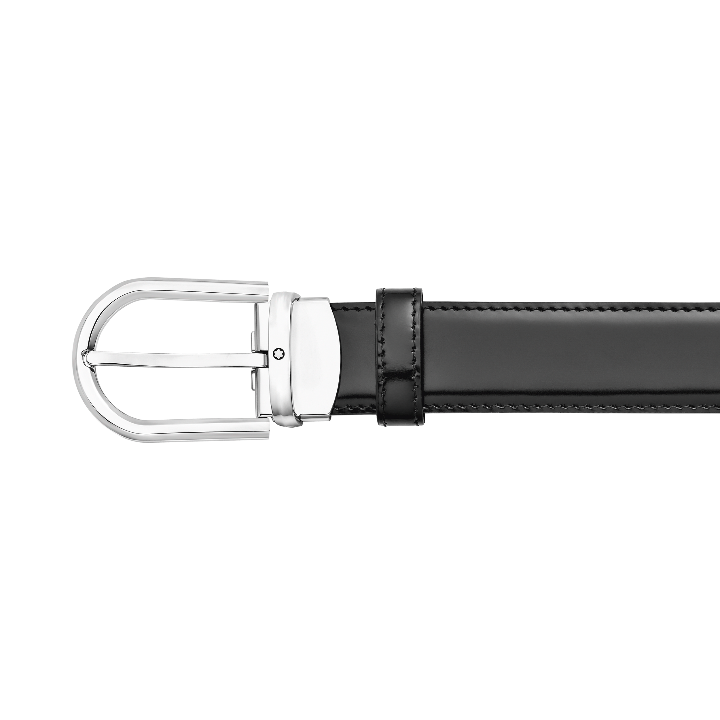 Horseshoe buckle black 30 mm leather belt, image 2