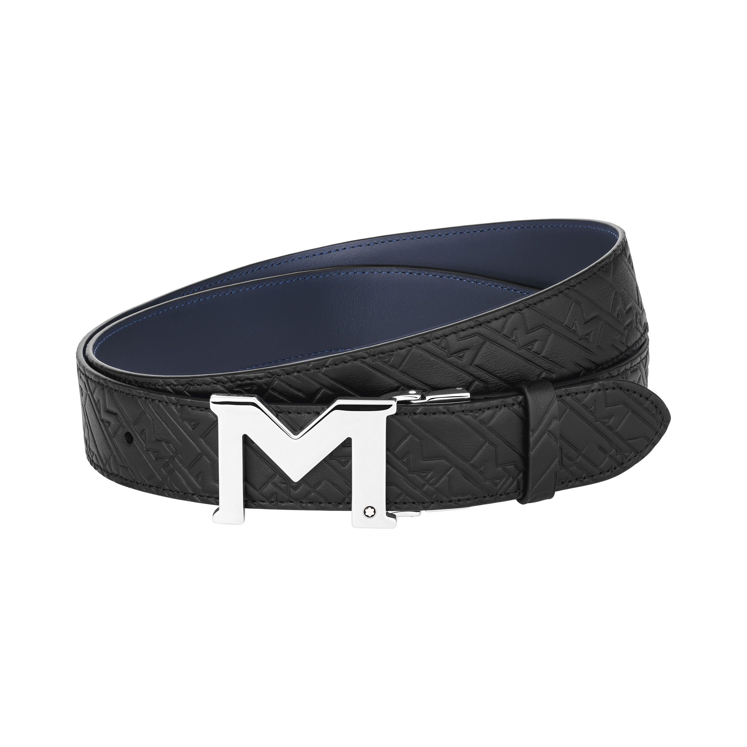 M buckle black/blue 35 mm reversible leather belt, image 3