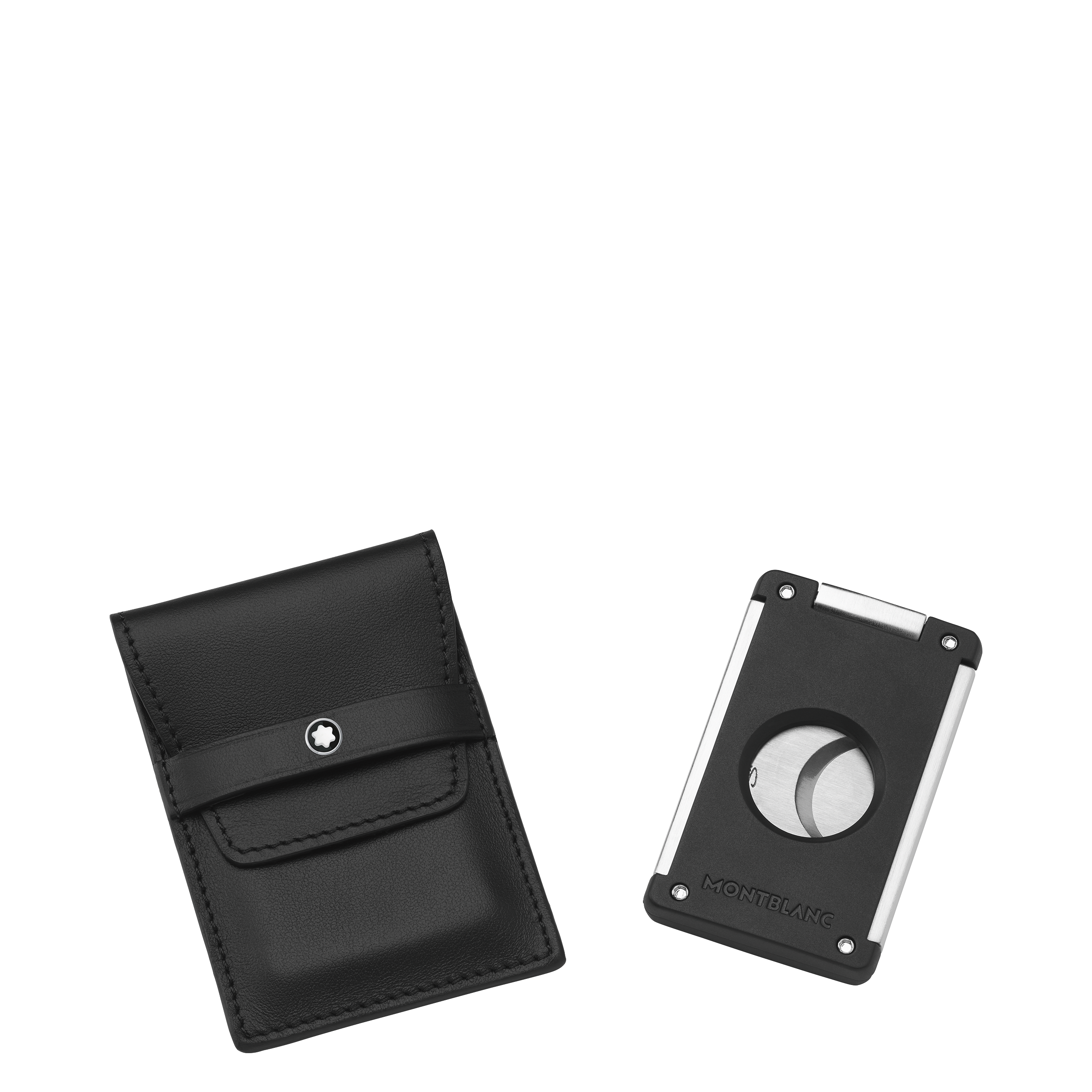 Montblanc double-blade guillotine cigar cutter with leather pouch, image 2