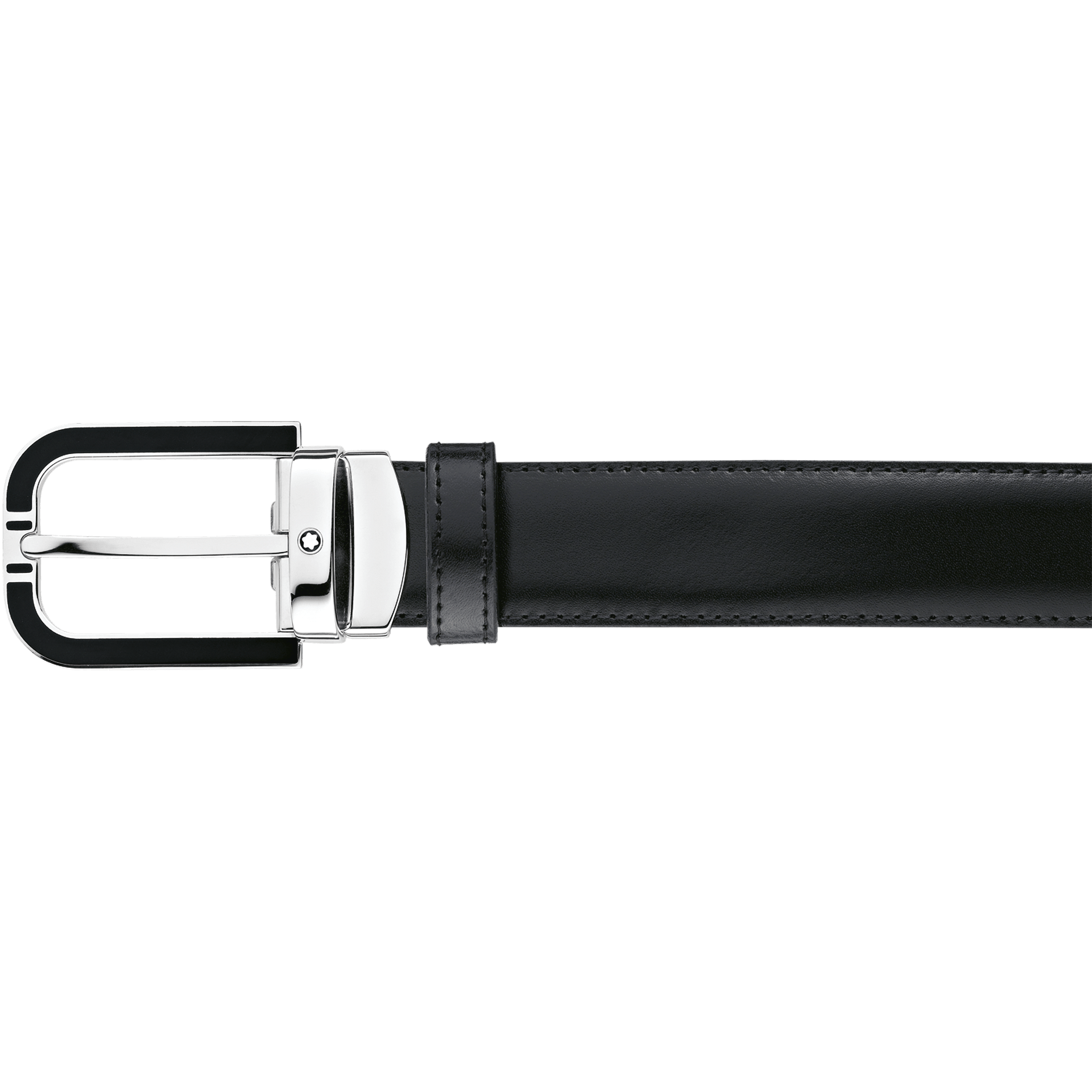 Horseshoe Shiny Palladium finish with Black Inlay Pin Buckle Belt, image 1