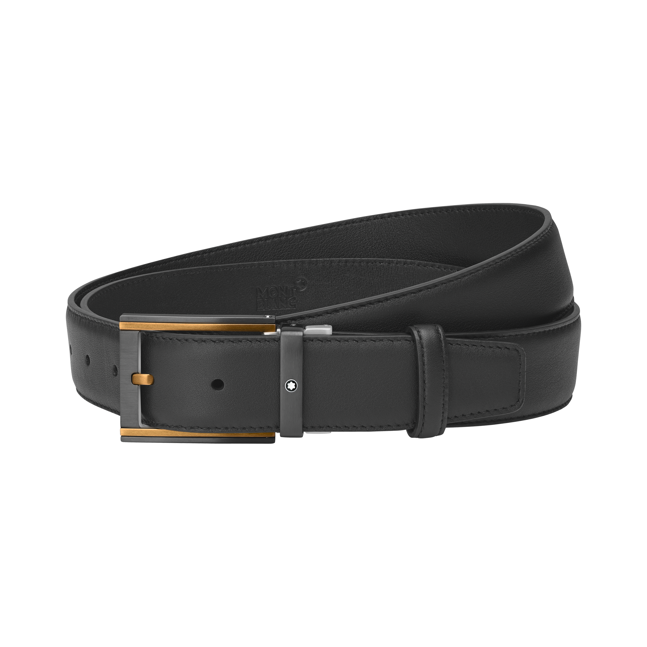 Black 35 mm leather belt, image 1