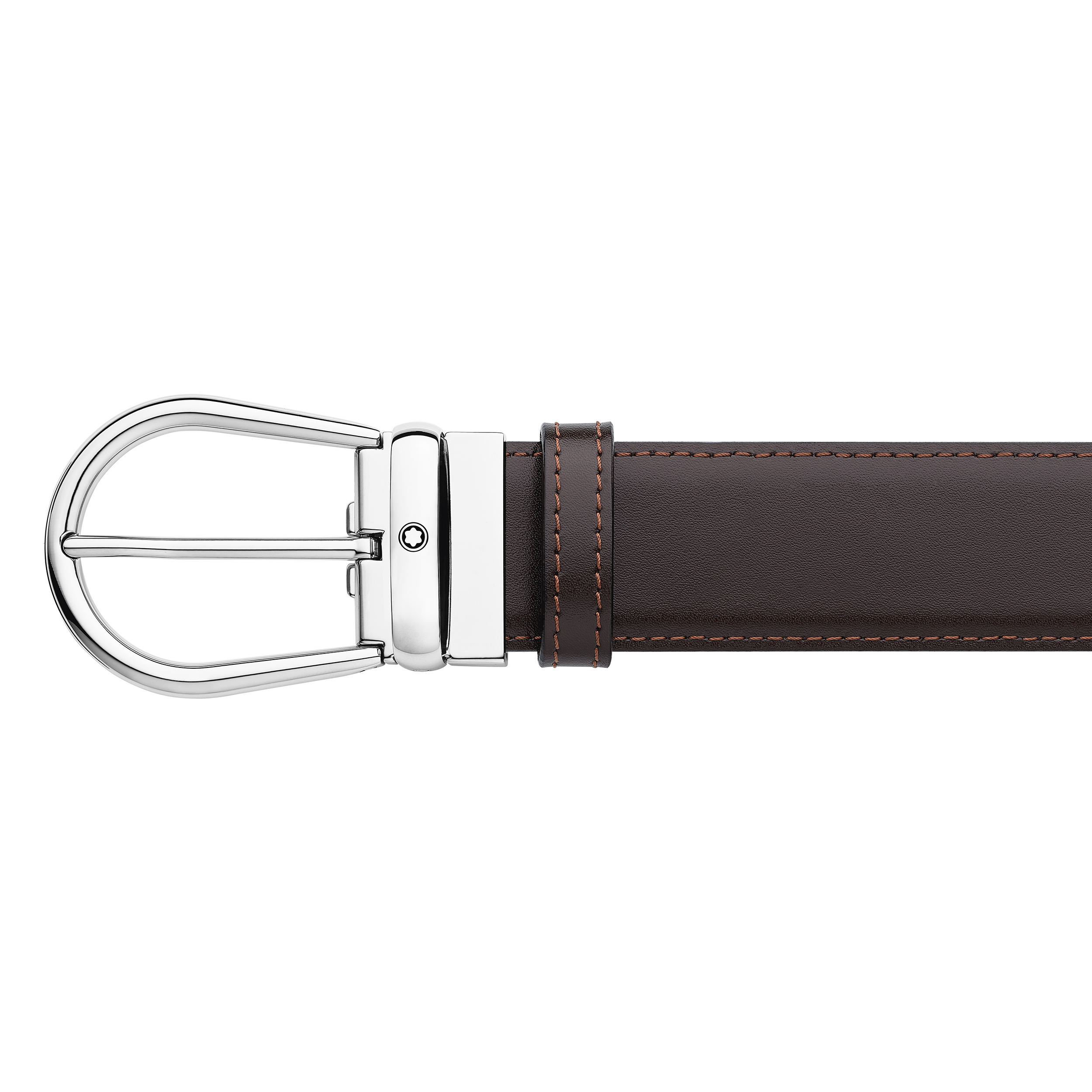 Horseshoe buckle black/brown 35 mm reversible leather belt