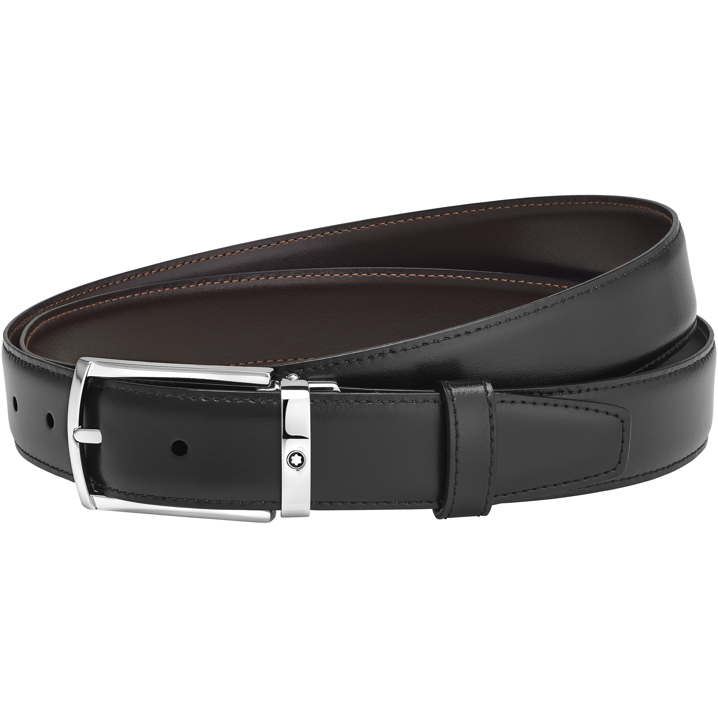 Black/brown 30 mm reversible leather belt, image 1