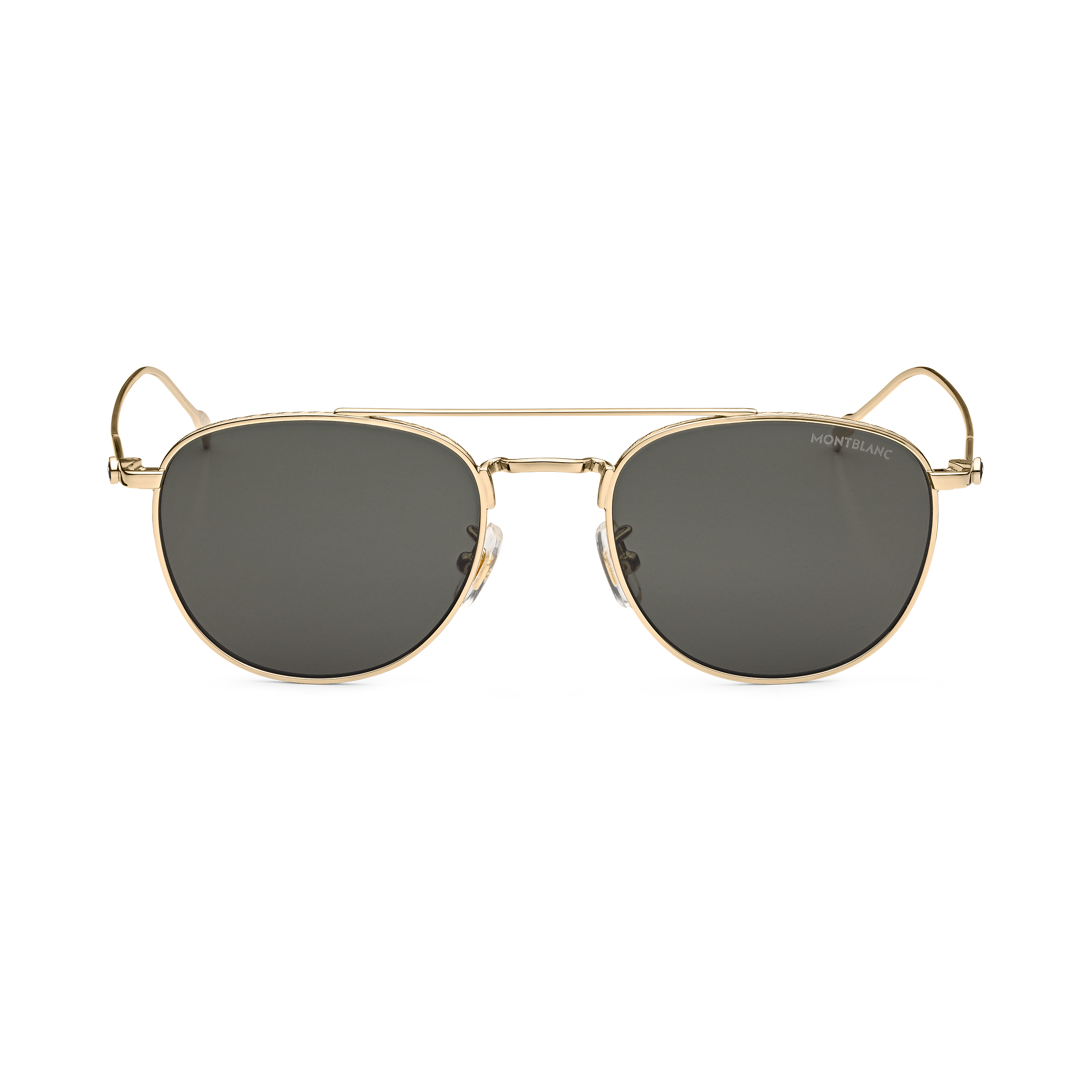 Round Sunglasses with Gold-Colored Metal Frame and Gray Lenses, image 1