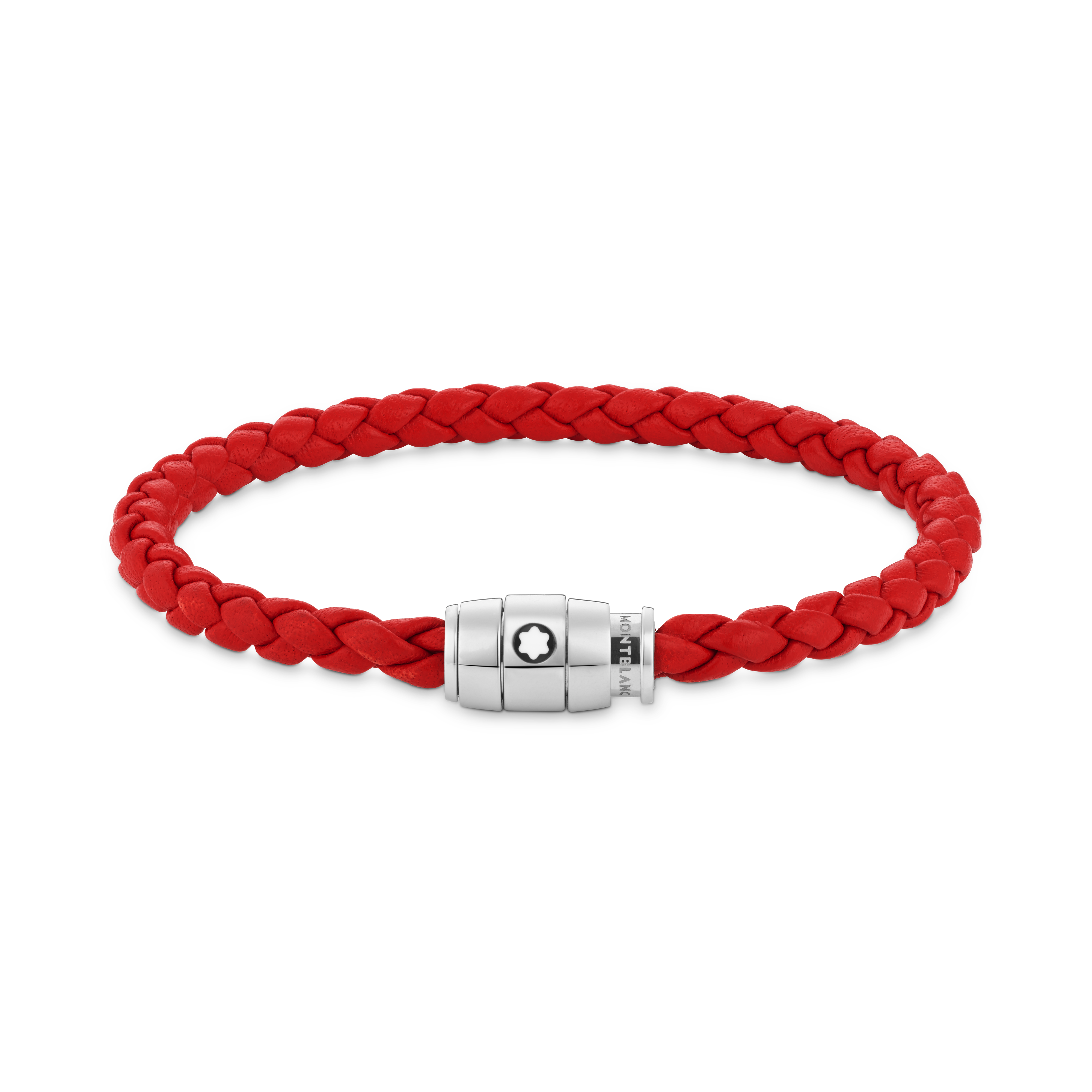 Bracelet Steel 3 rings closing and Red leather - SAR