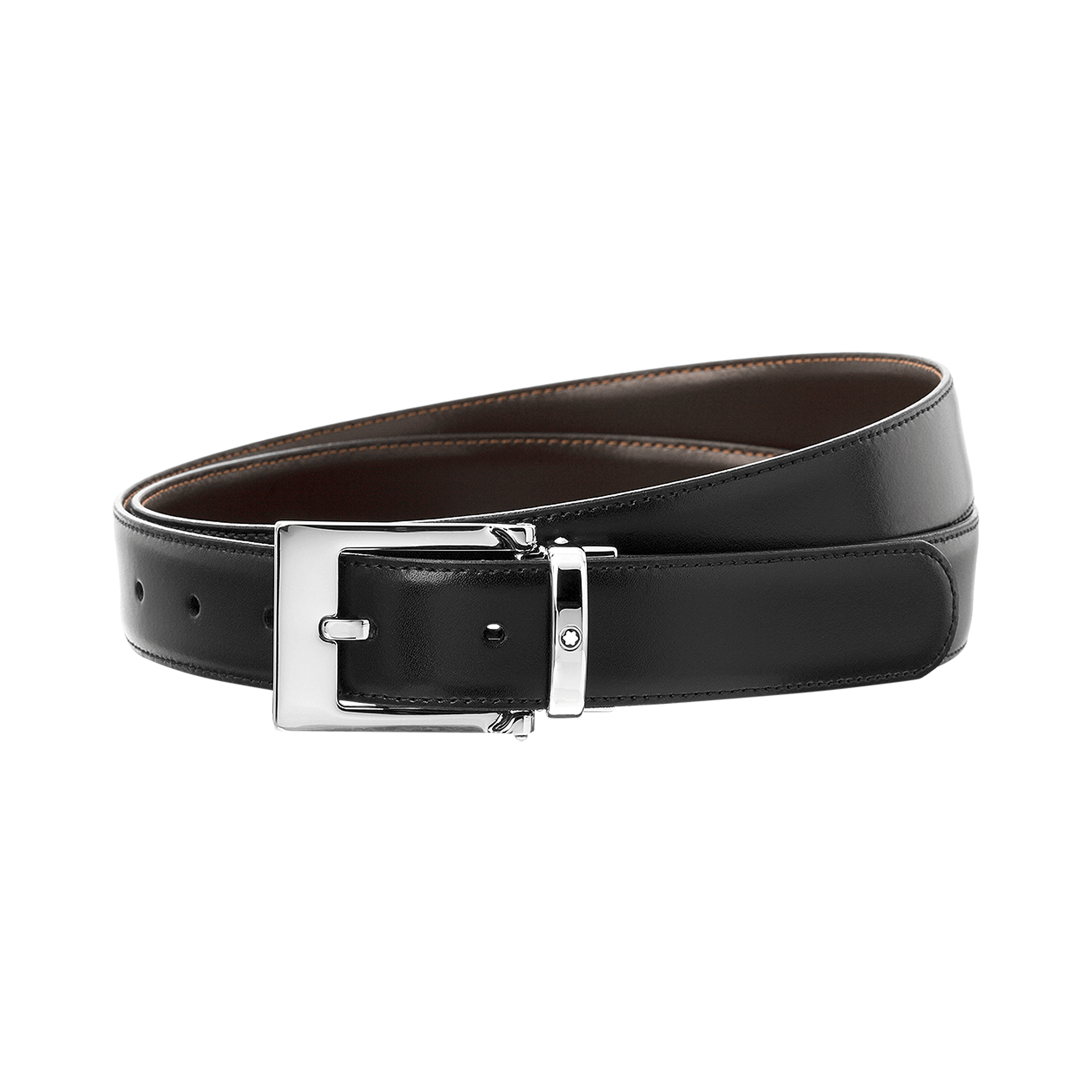 Black/brown 30 mm reversible leather belt, image 1