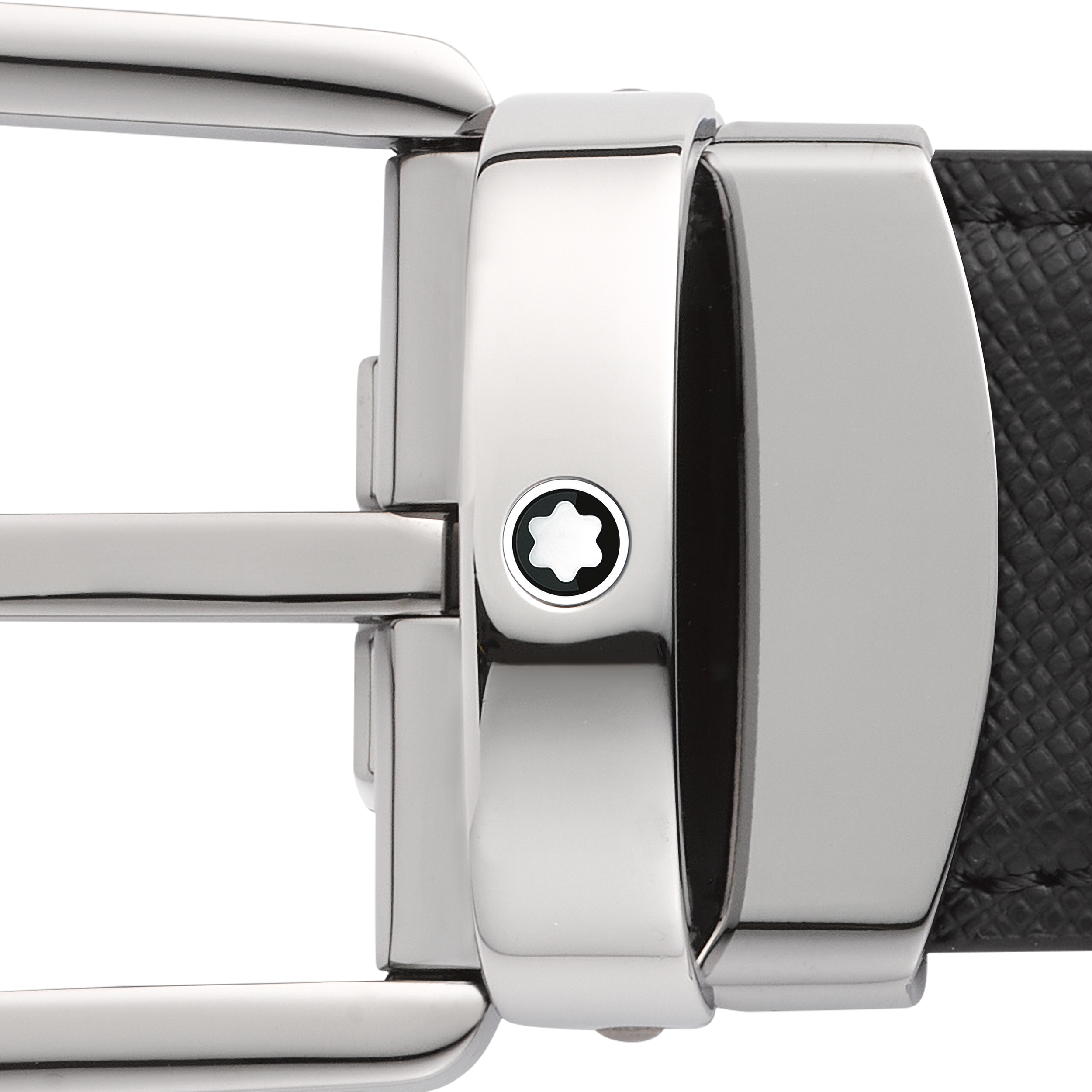 Horseshoe buckle black/blue 30 mm reversible leather belt, image 4