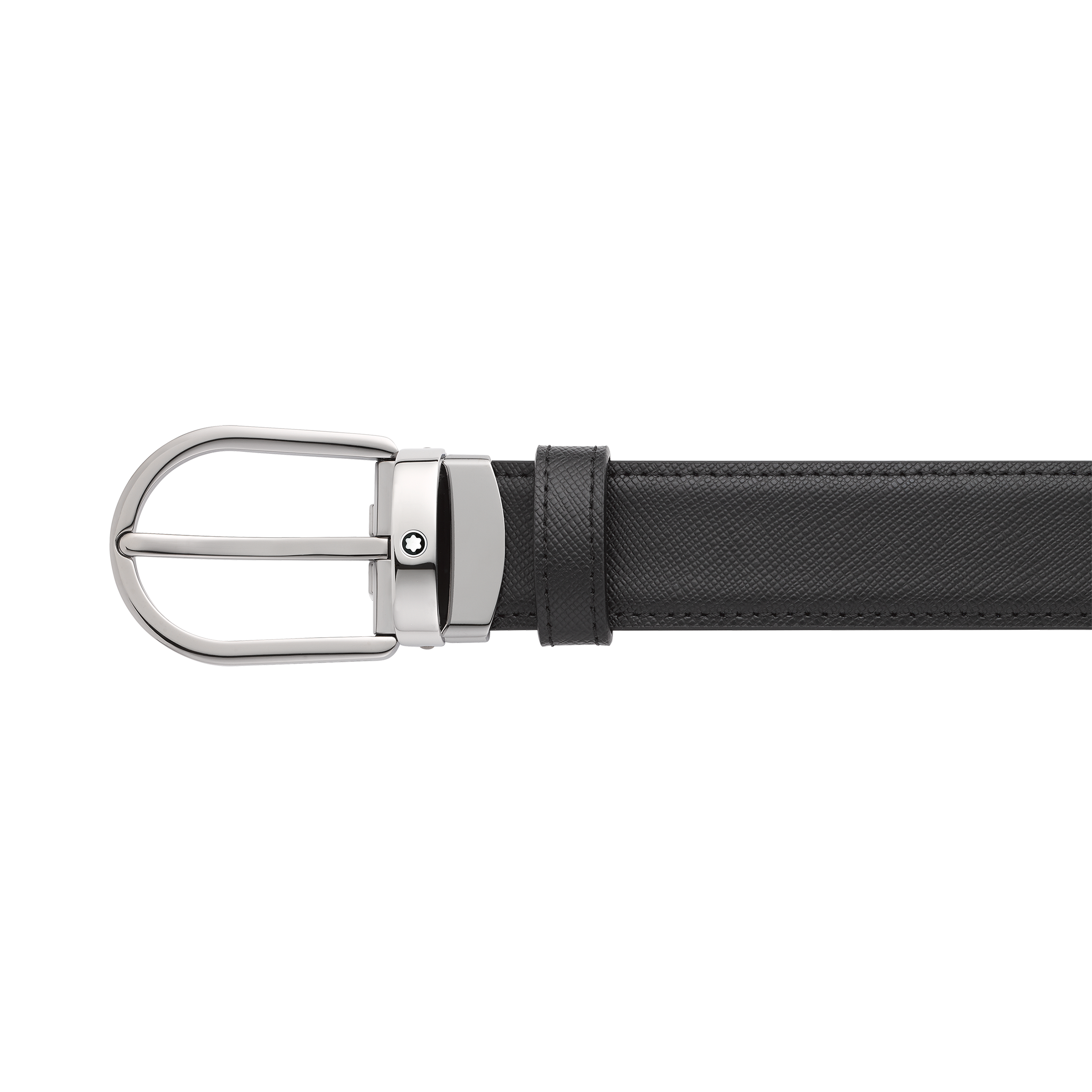 Horseshoe buckle black/blue 30 mm reversible leather belt, image 3