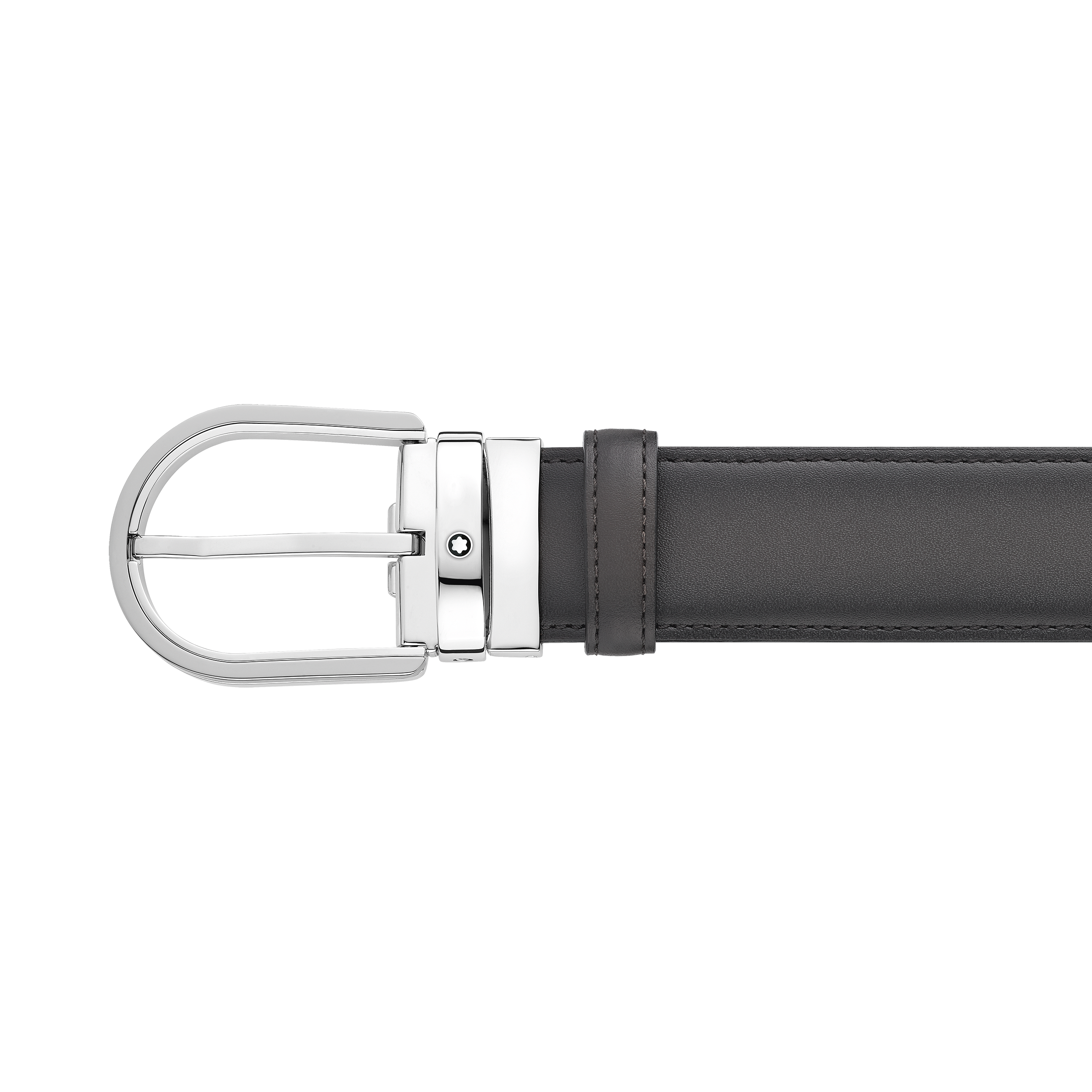 Horseshoe buckle gray 35 mm leather belt, image 3
