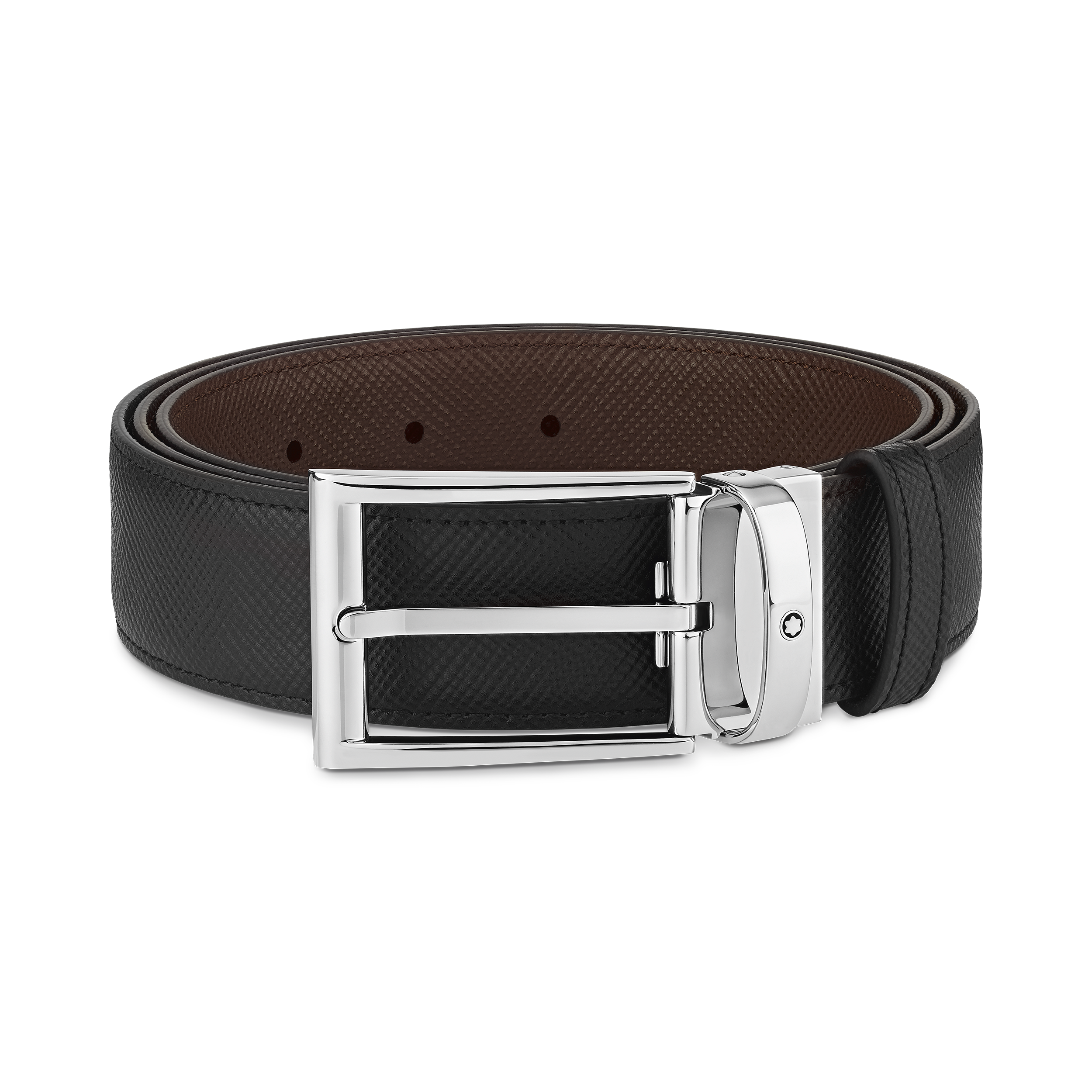 Black/brown 35 mm reversible leather belt, image 1