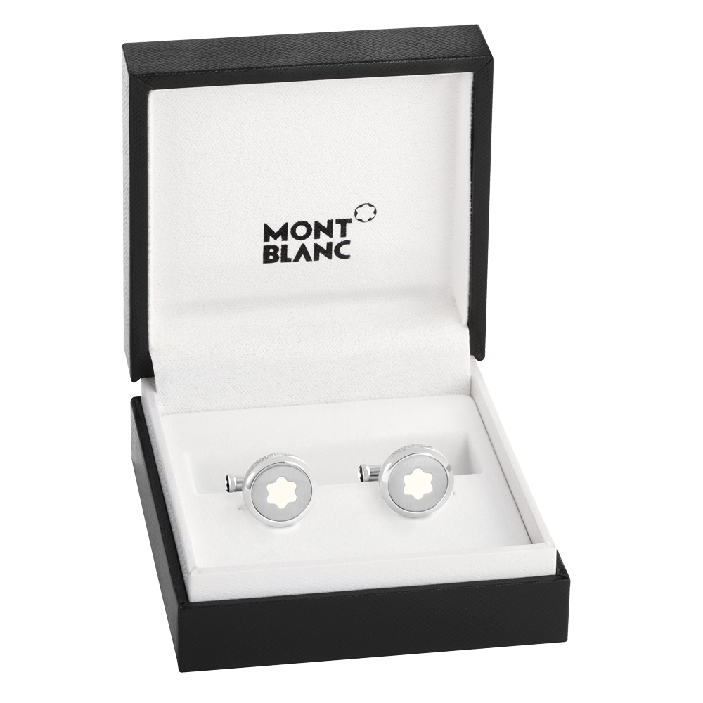 Starwalker Cufflinks, round in stainless steel with illuminating Montblanc emblem, image 5