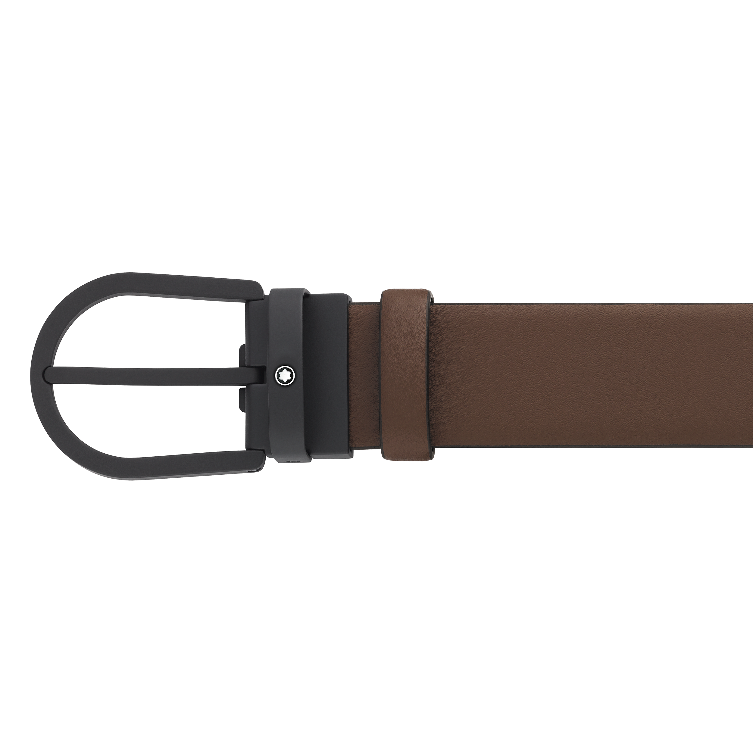 Horseshoe buckle brown 35 mm leather belt, image 3