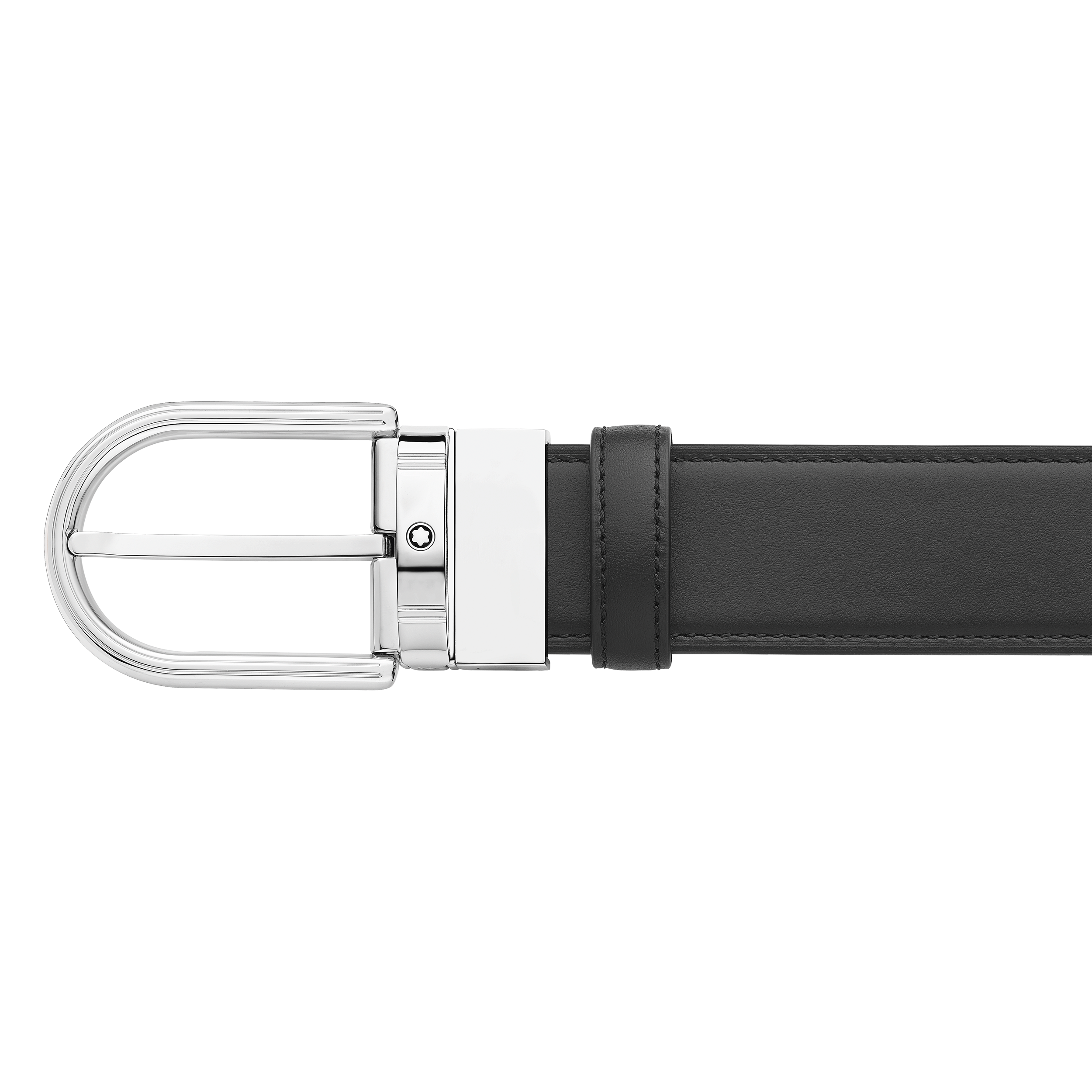 Horseshoe buckle black/navy 35 mm reversible leather belt, image 3