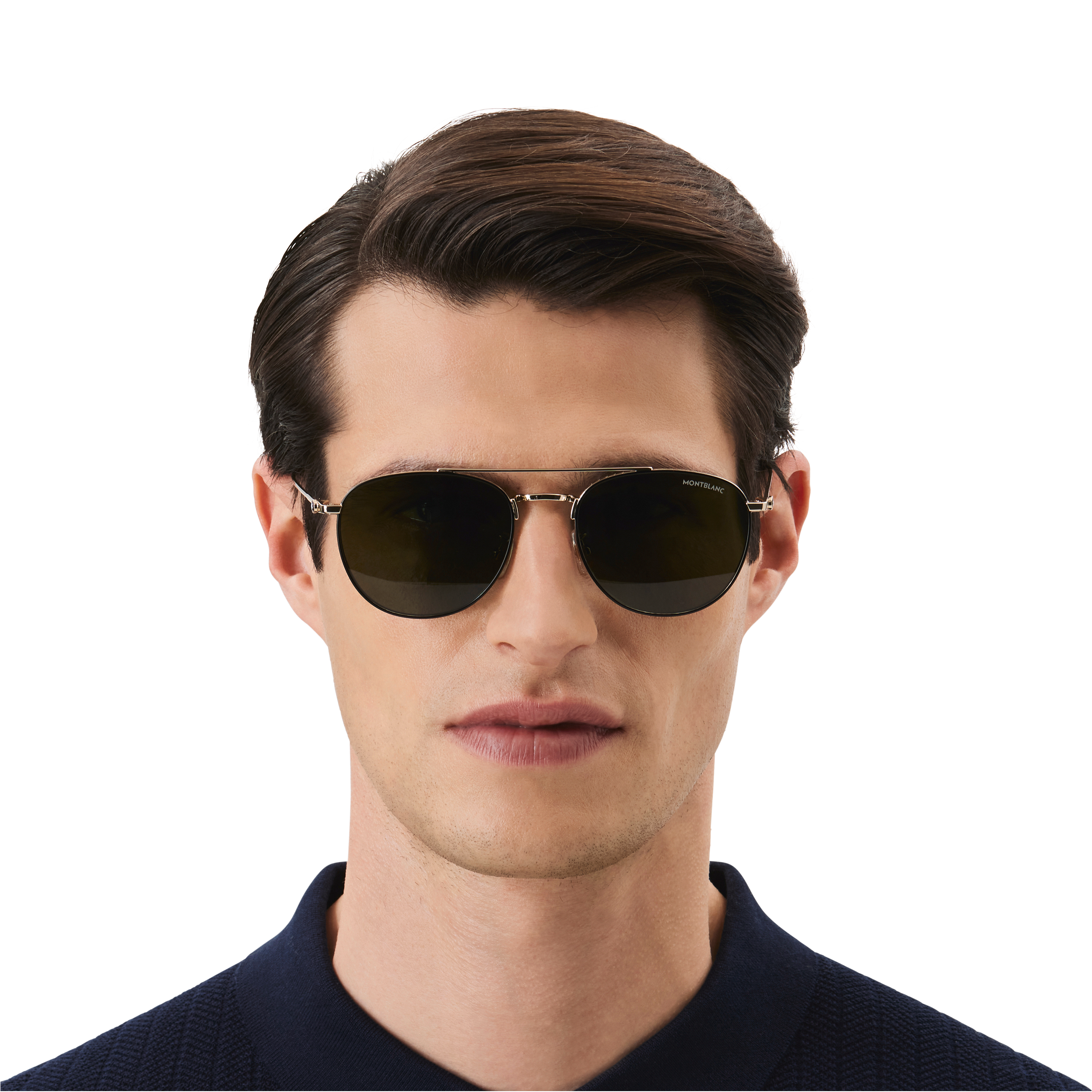 Round Sunglasses with Gold-Colored Metal Frame and Green Lenses, image 4