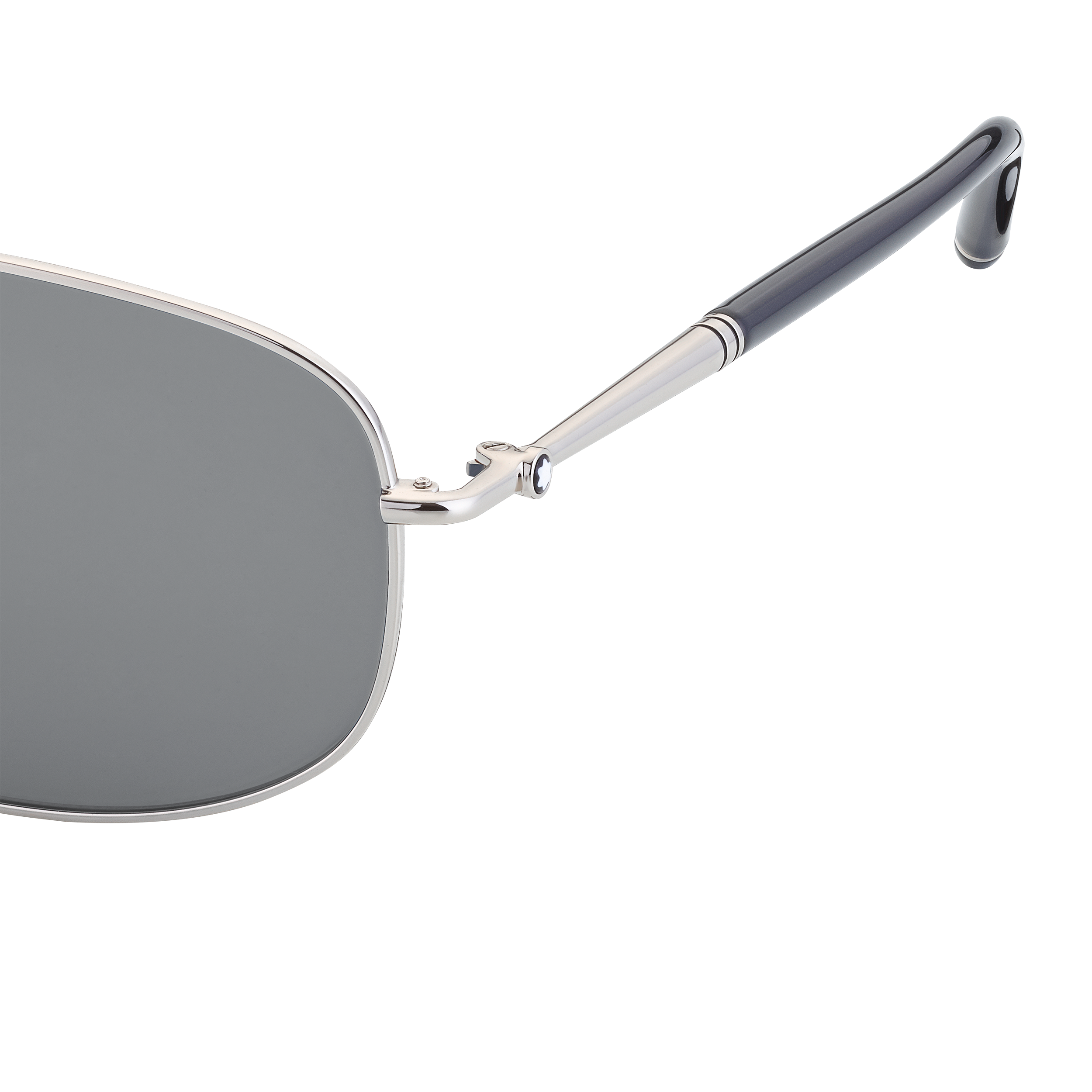 2 صورة ، Silver-Coloured Rectangular Sunglasses with Grey Lenses