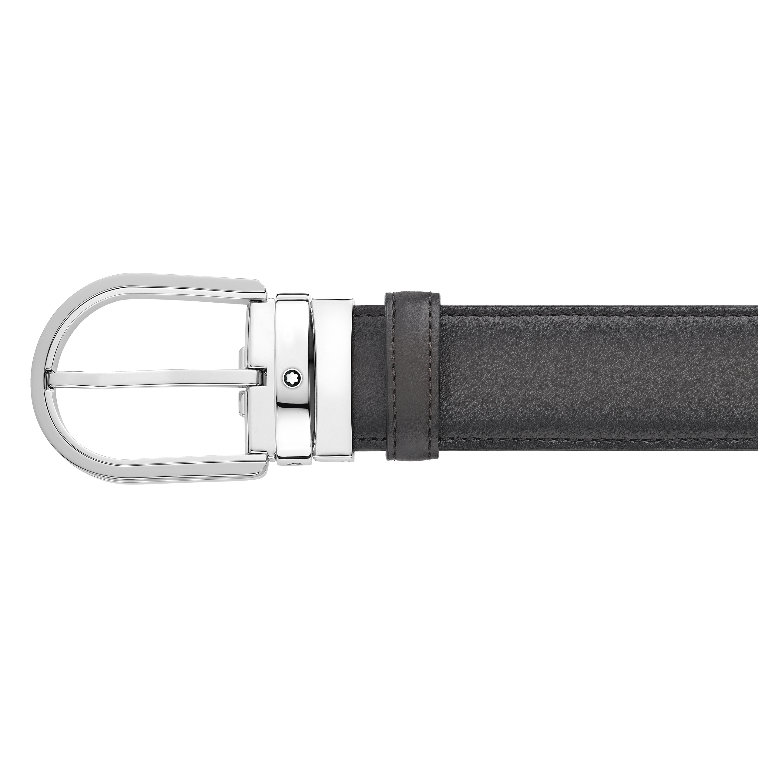 Horseshoe buckle gray 35 mm leather belt, image 2