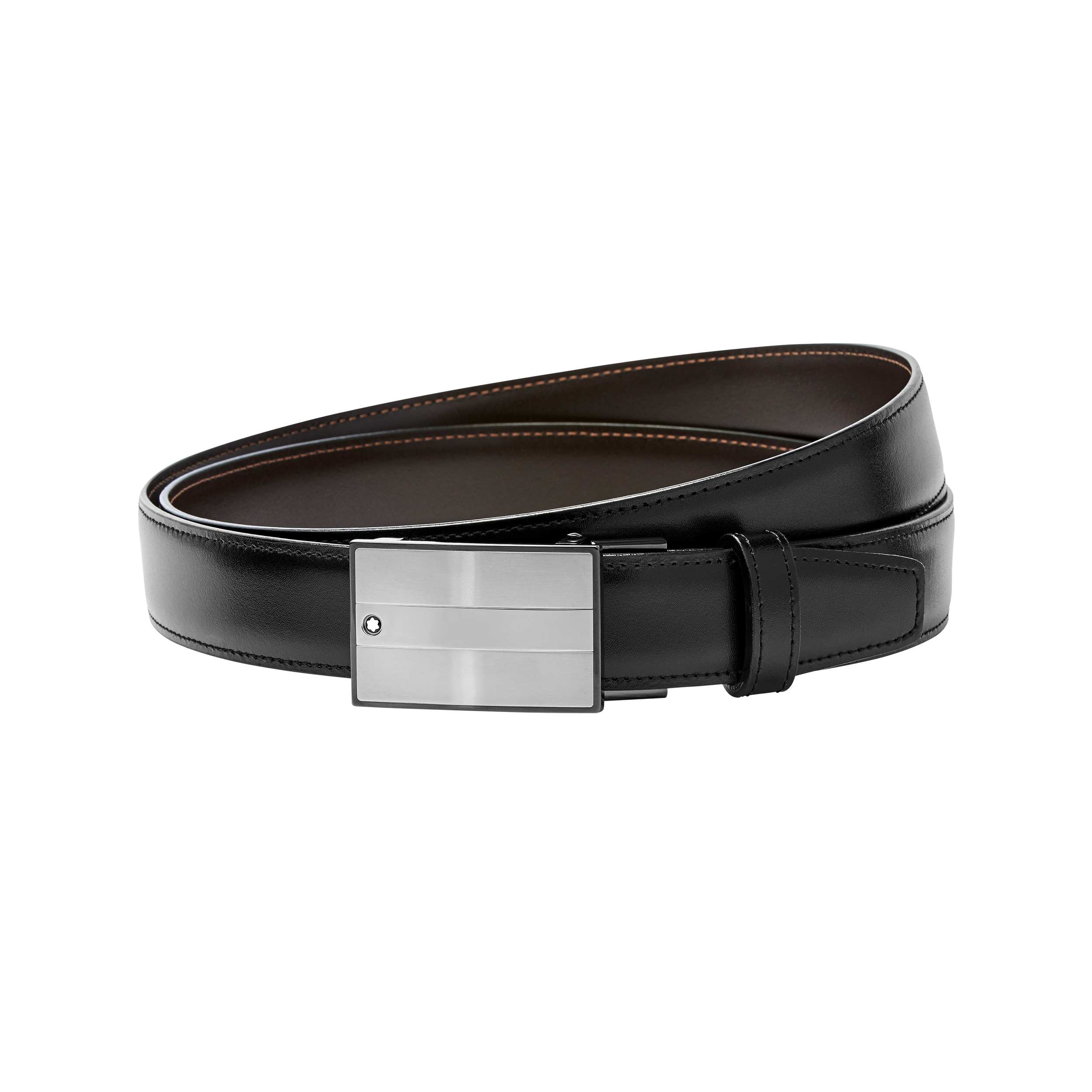 Black/brown 30 mm reversible leather belt, image 1