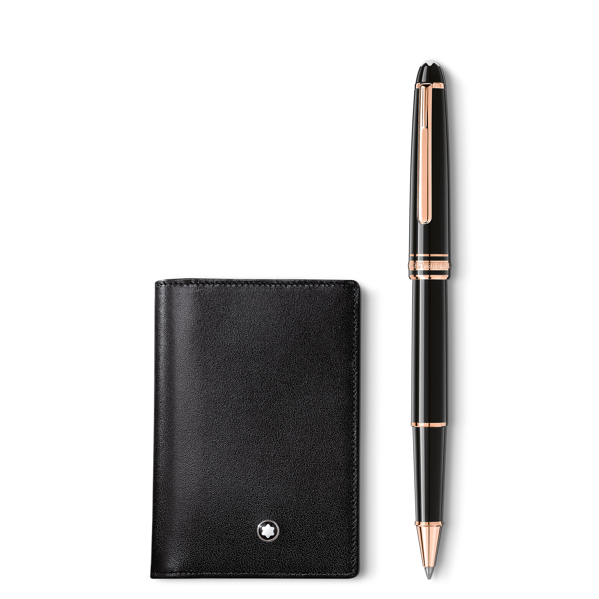 Set with Meisterstück rose gold-coated Classique rollerball and business card holder with gusset