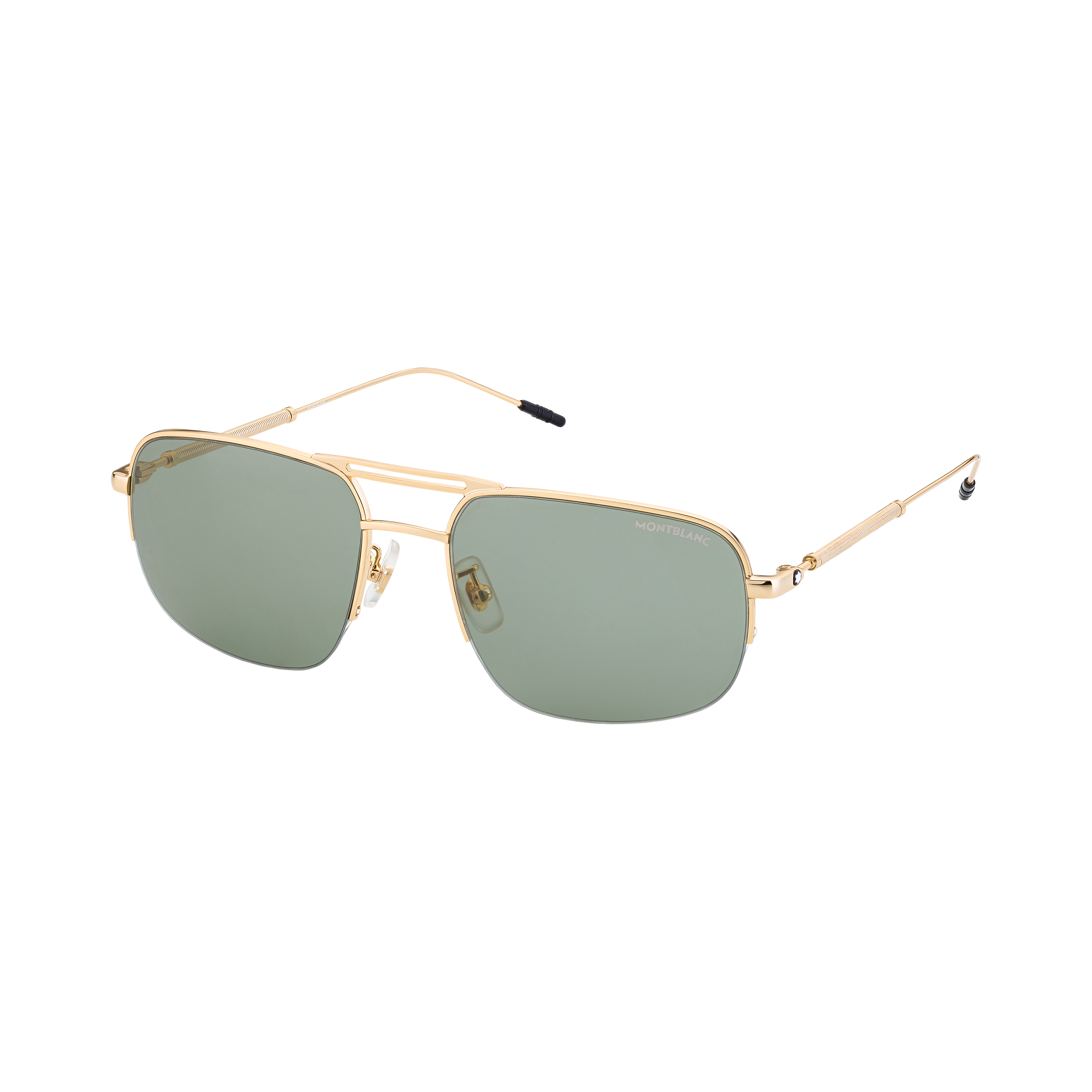 Rectangular Gold-Colored Metal Frame Sunglasses, image 1