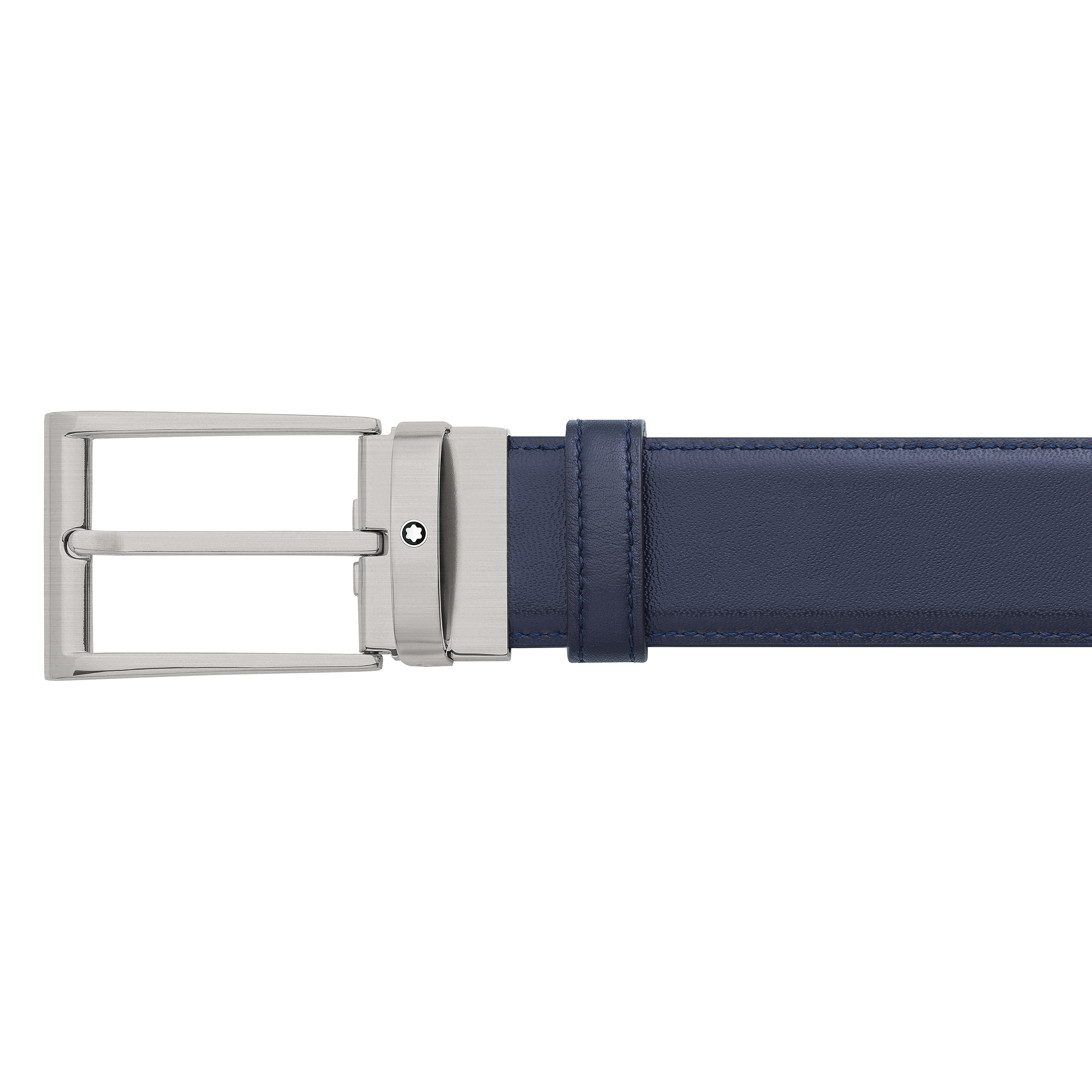 Black/blue 35 mm reversible leather belt, image 3