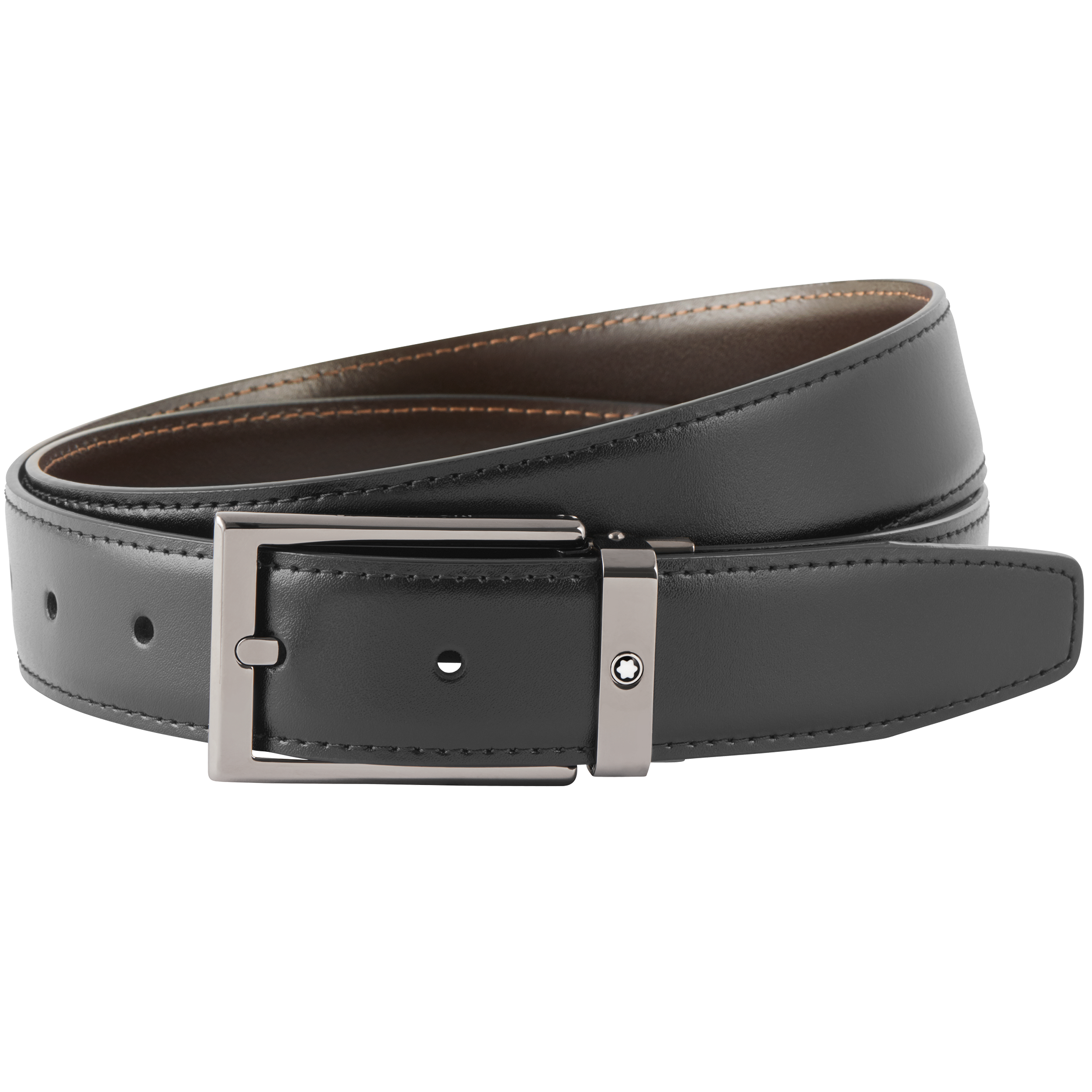Black/brown 30 mm reversible leather belt, image 3