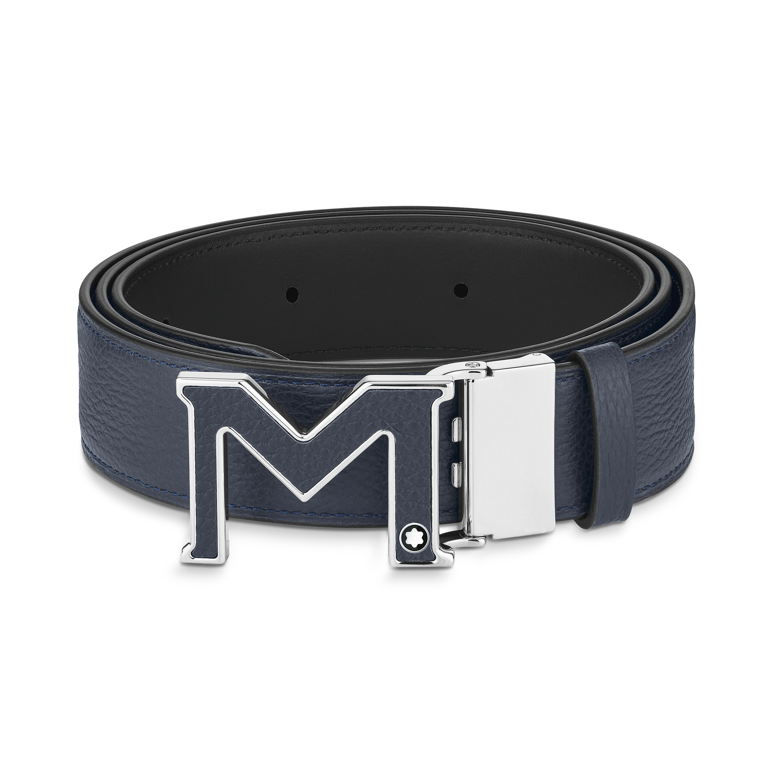 M buckle blue/black 35 mm reversible leather belt, image 2