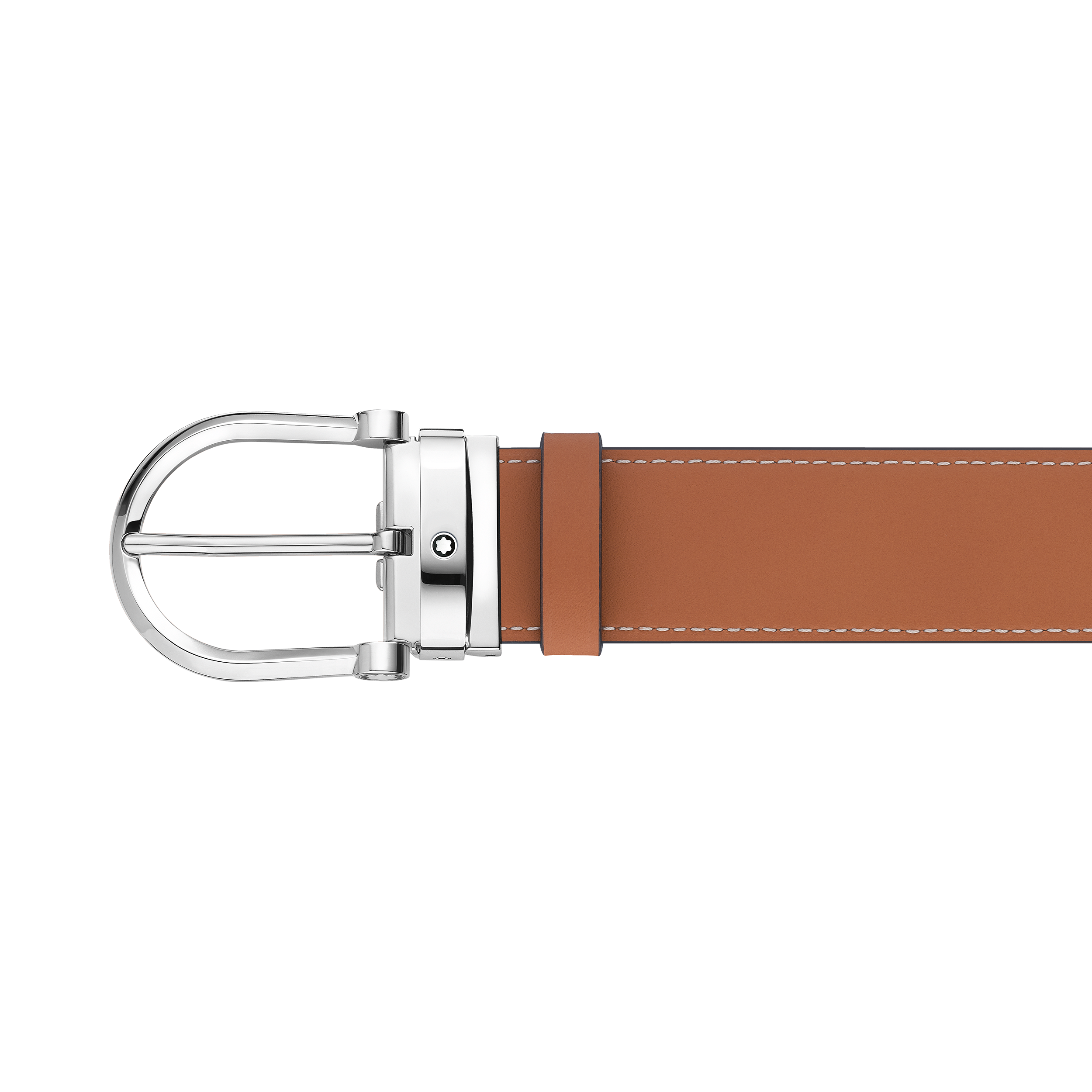 Horseshoe buckle green/tan 35 mm reversible leather belt, image 3