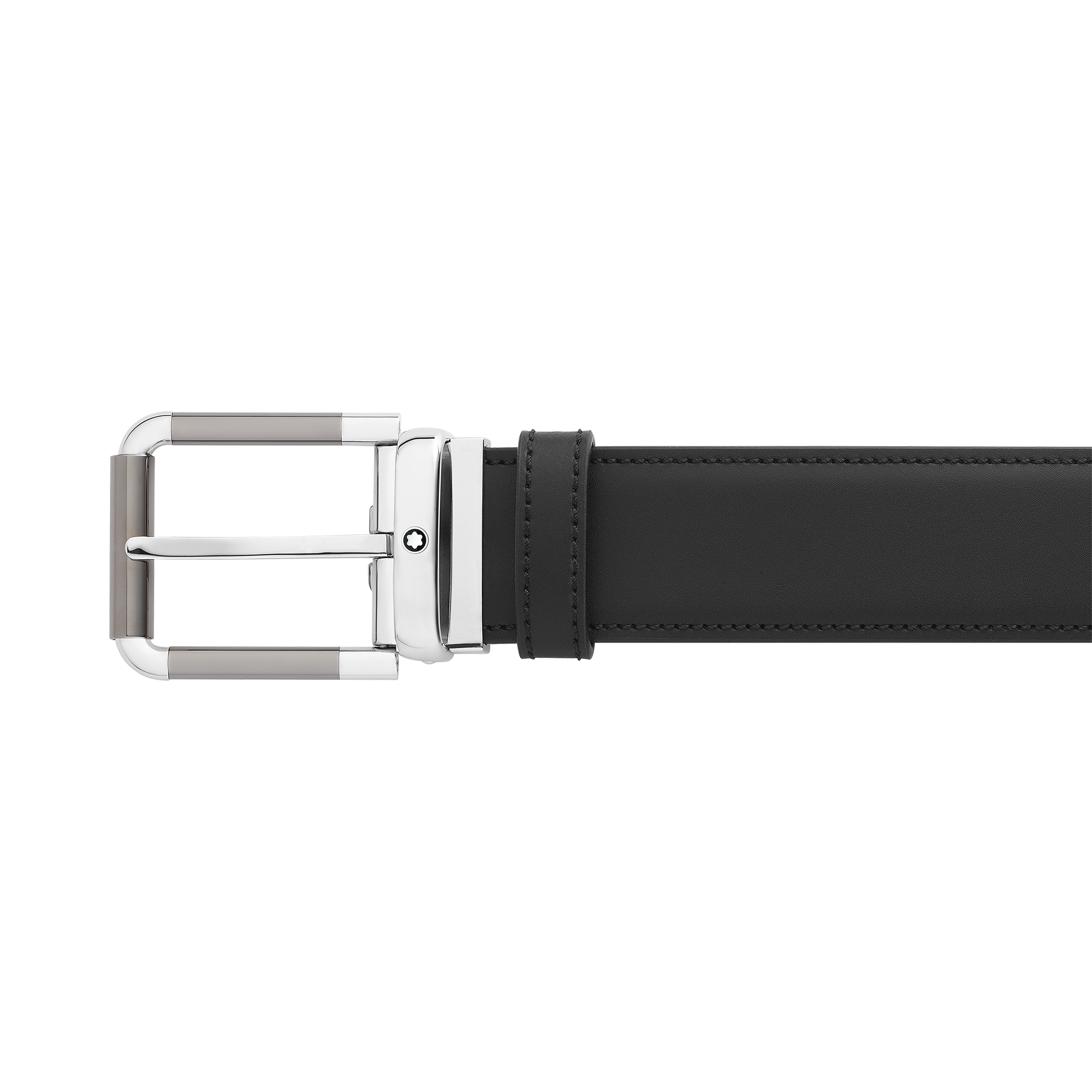 Black/blue 35 mm reversible leather belt, image 2