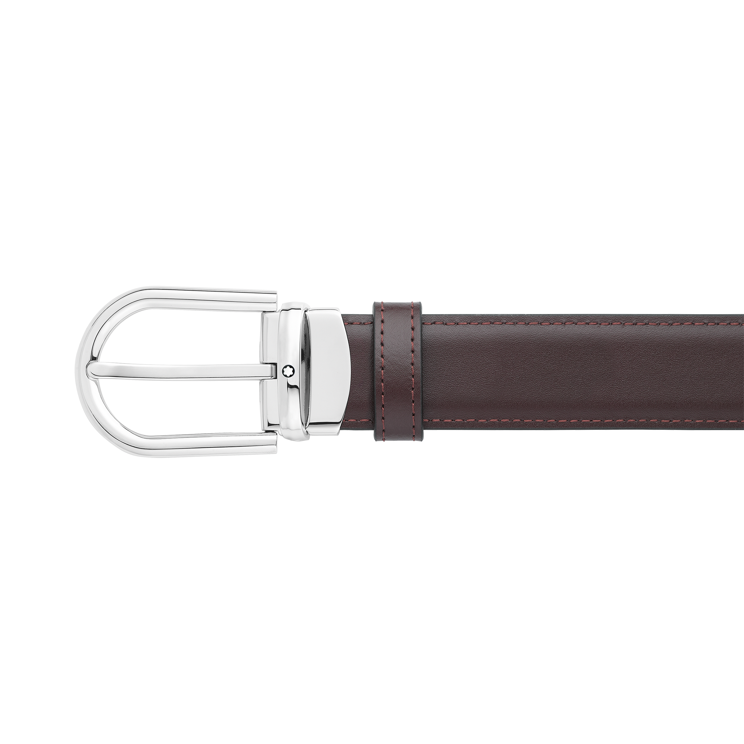 Horseshoe buckle black/burgundy 30 mm reversible leather belt, image 1