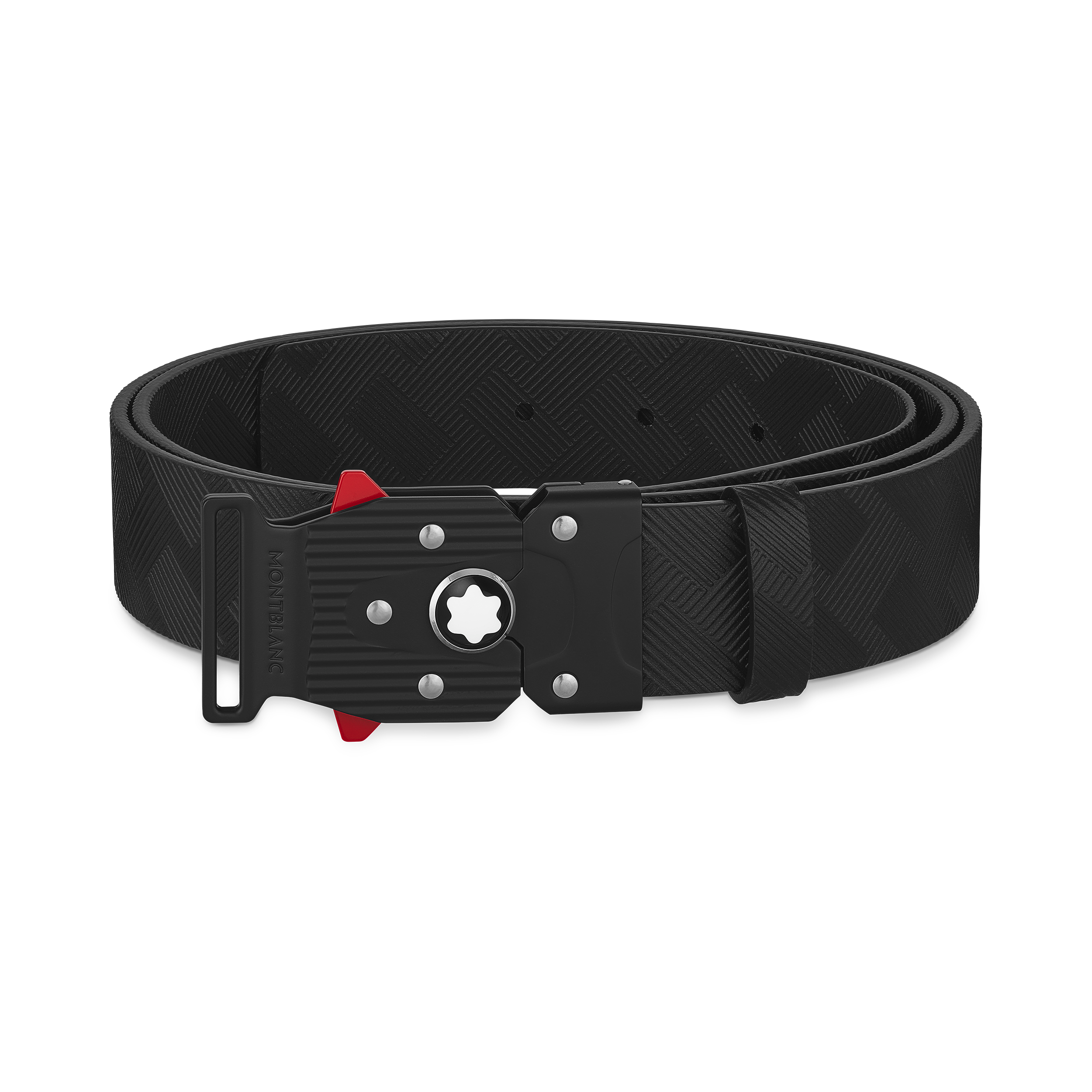 M LOCK 4810 black printed 35 mm leather buckle belt, image 1