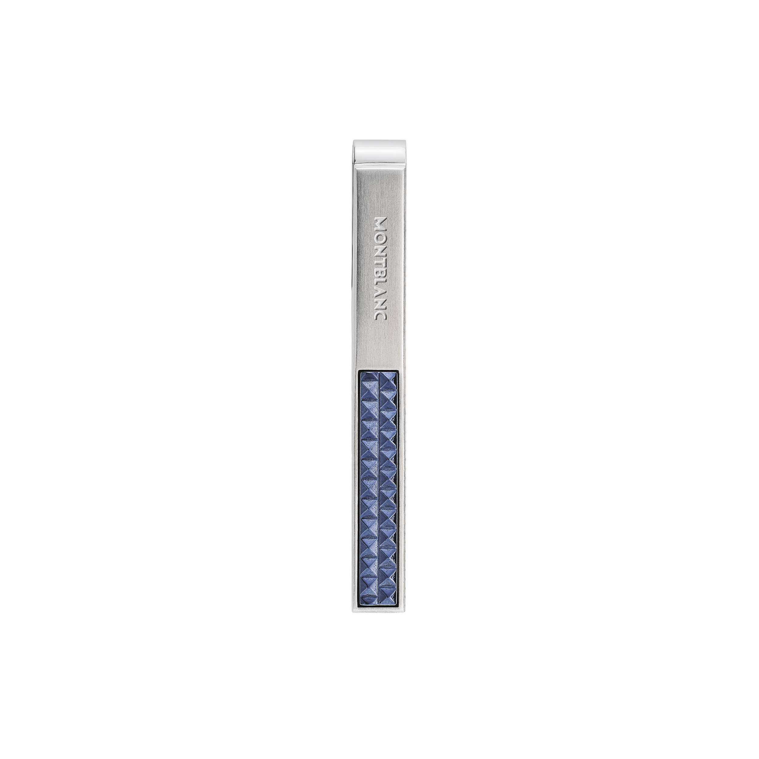 Tie Bar in Stainless Steel with Blue Patterned Inlay, image 1