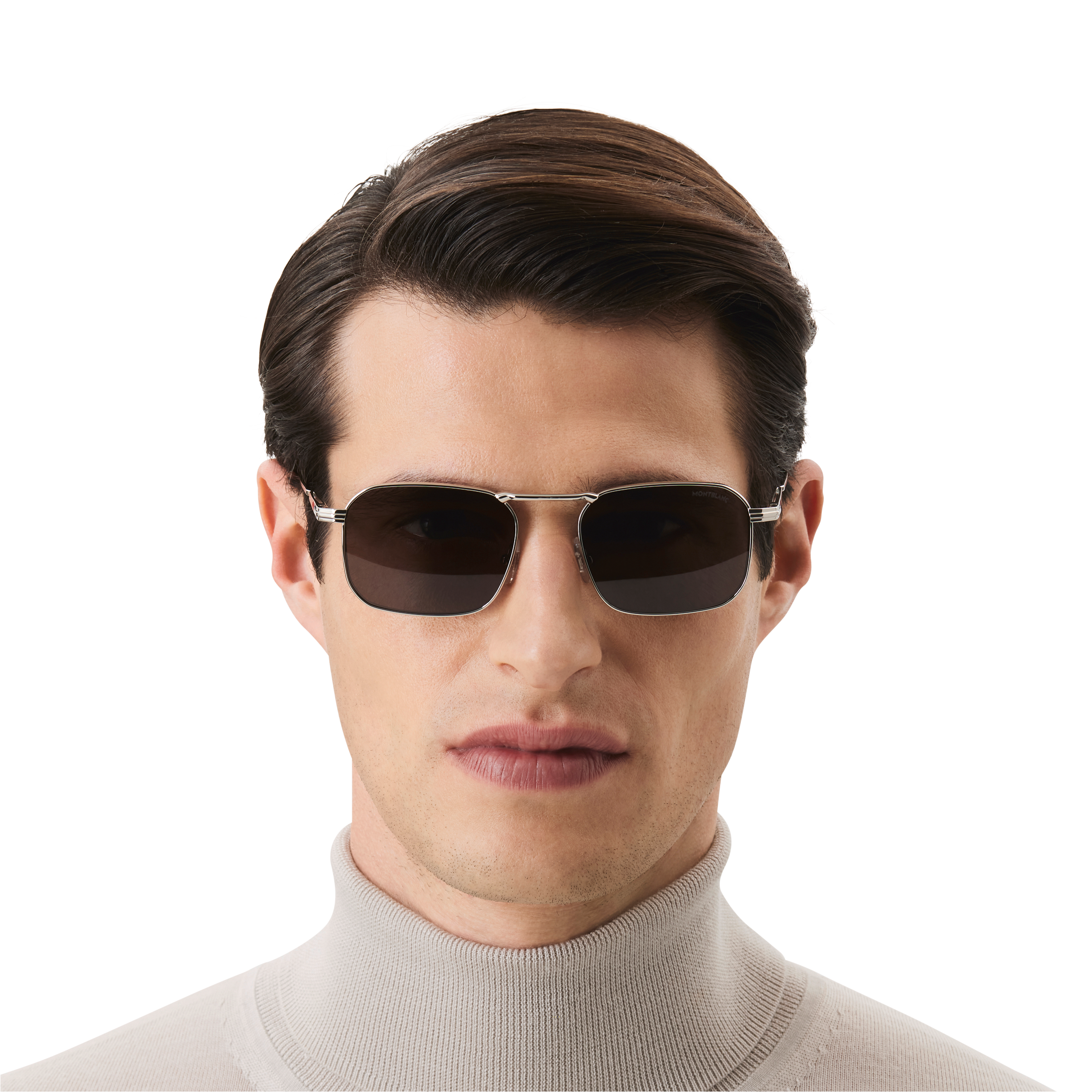 Squared Sunglasses with Silver-Colored Metal Frame, image 4