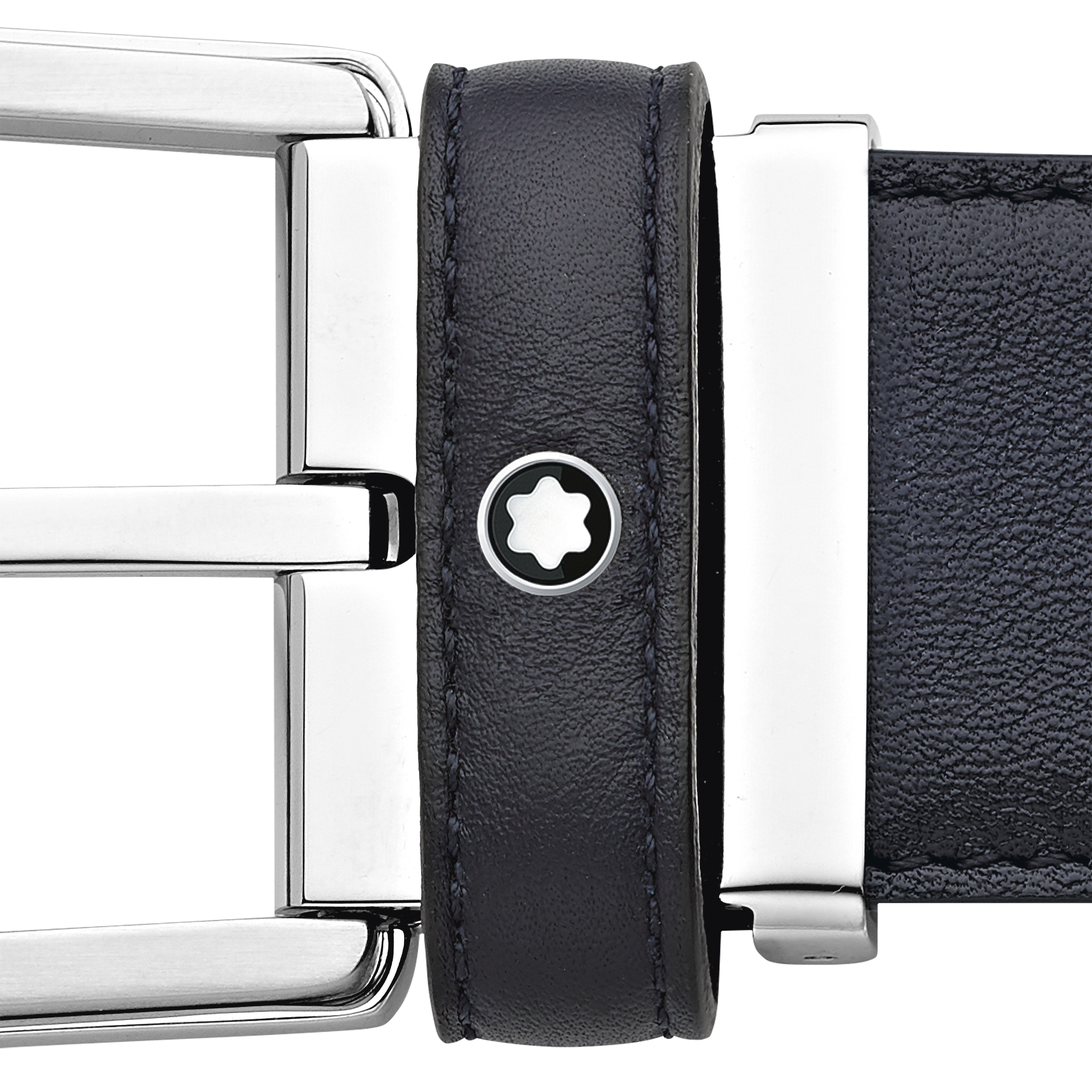 Horseshoe buckle blue 35 mm leather belt, image 3