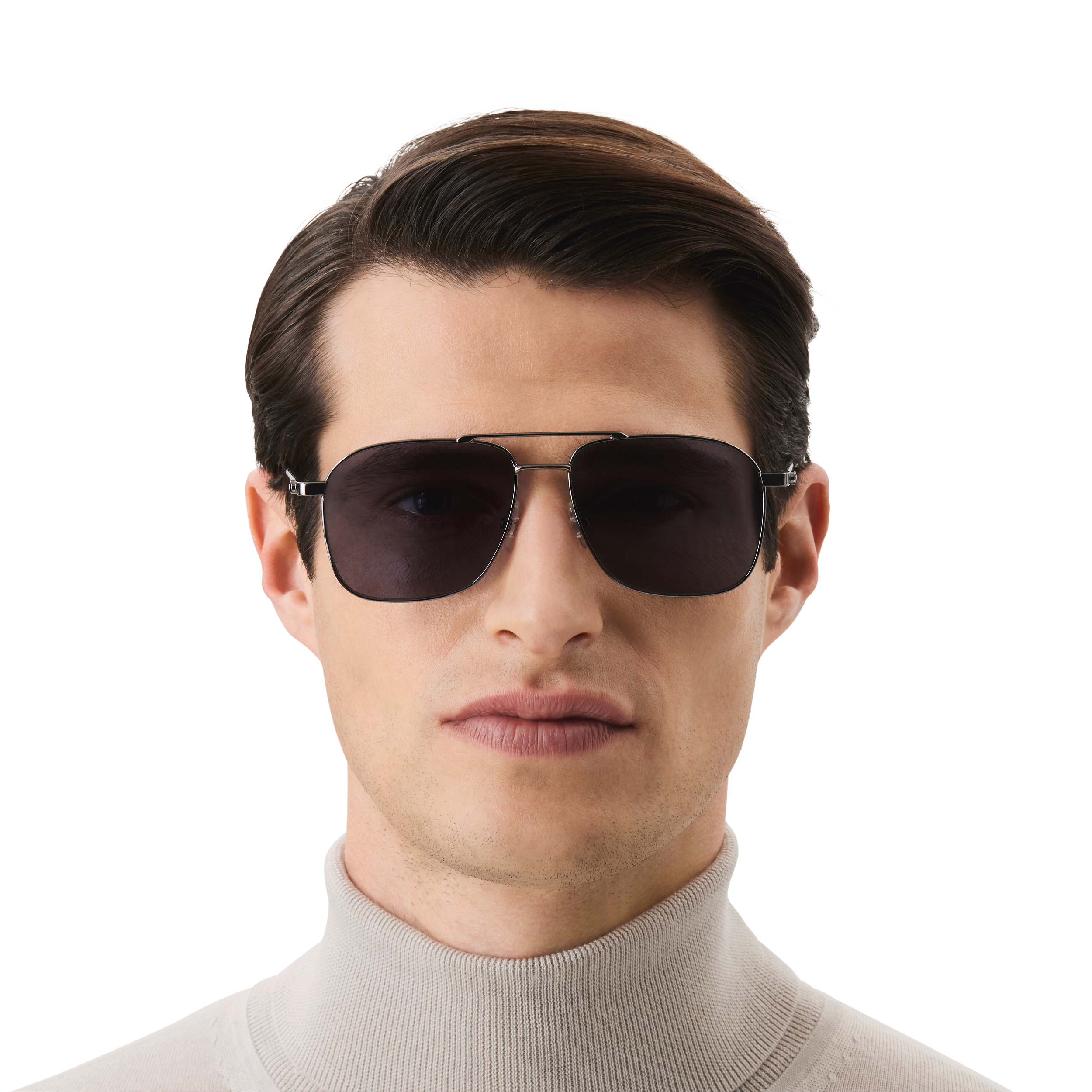Rectangular Sunglasses with Ruthenium-Colored Metal Frame, image 4