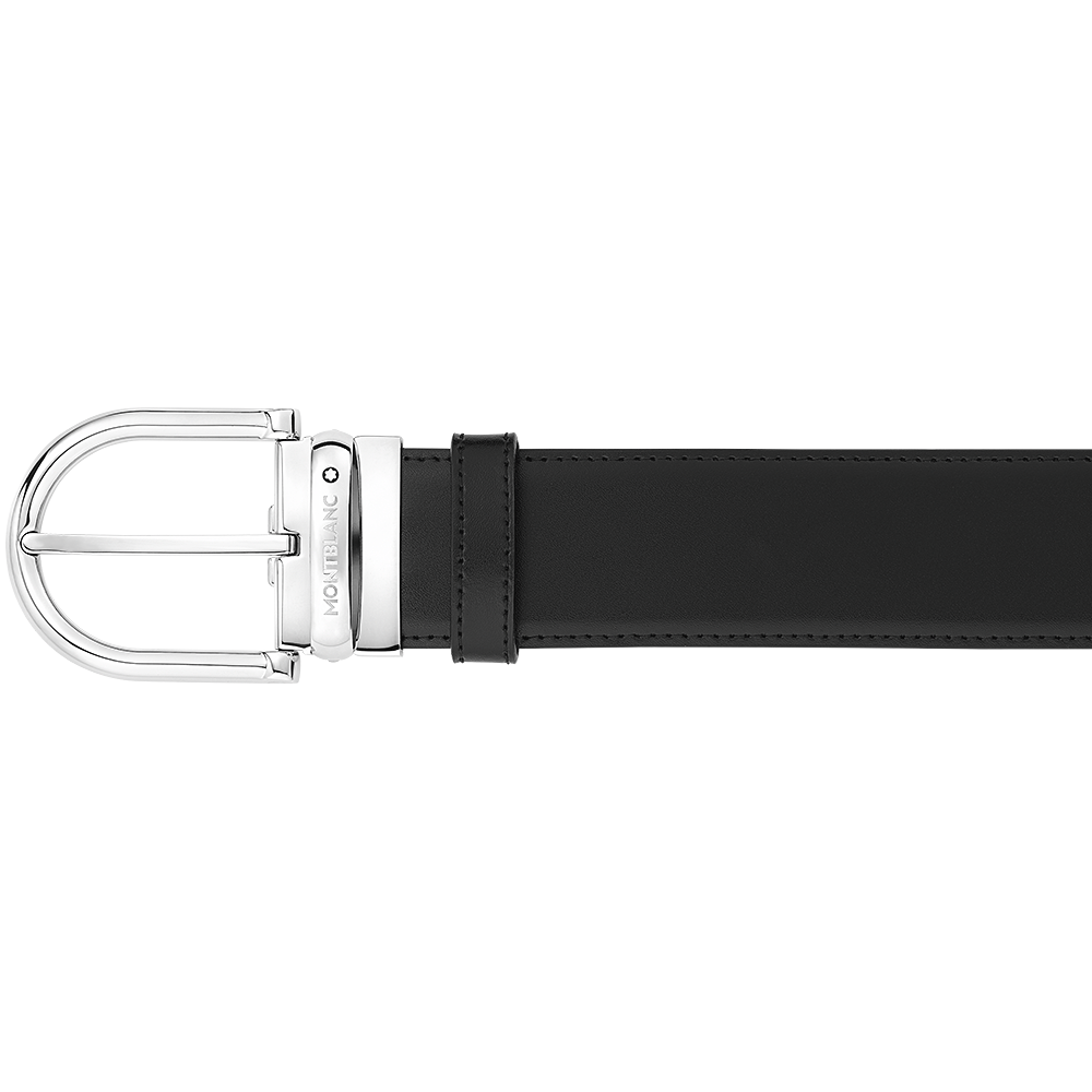 Rounded Horseshoe Shiny Palladium-Coated Pin Buckle Belt, image 1